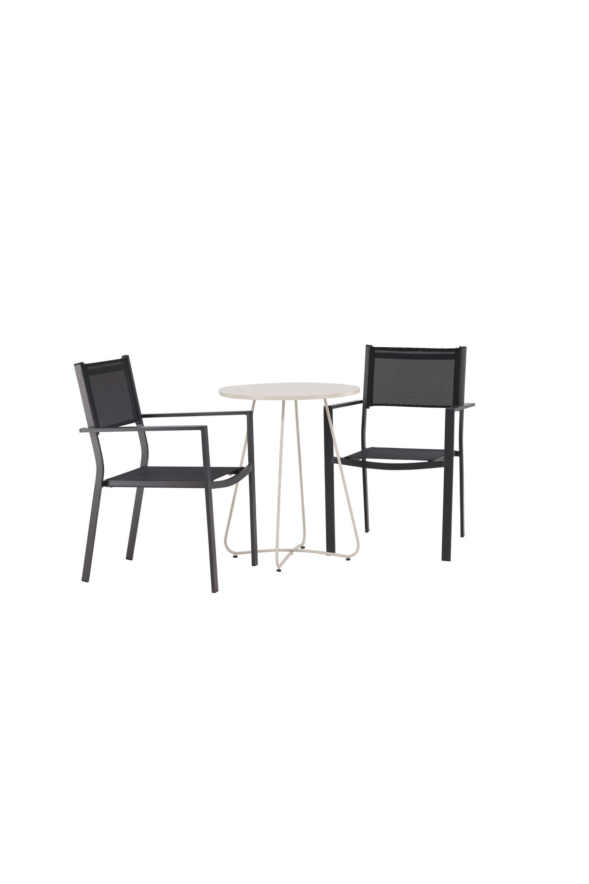 Bacong Outdoor-Tischset + Copacabana ⌀60cm/2St. in Beige/Schwarz präsentiert im Onlineshop von KAQTU Design AG. Gartentischset ist von Venture Home
