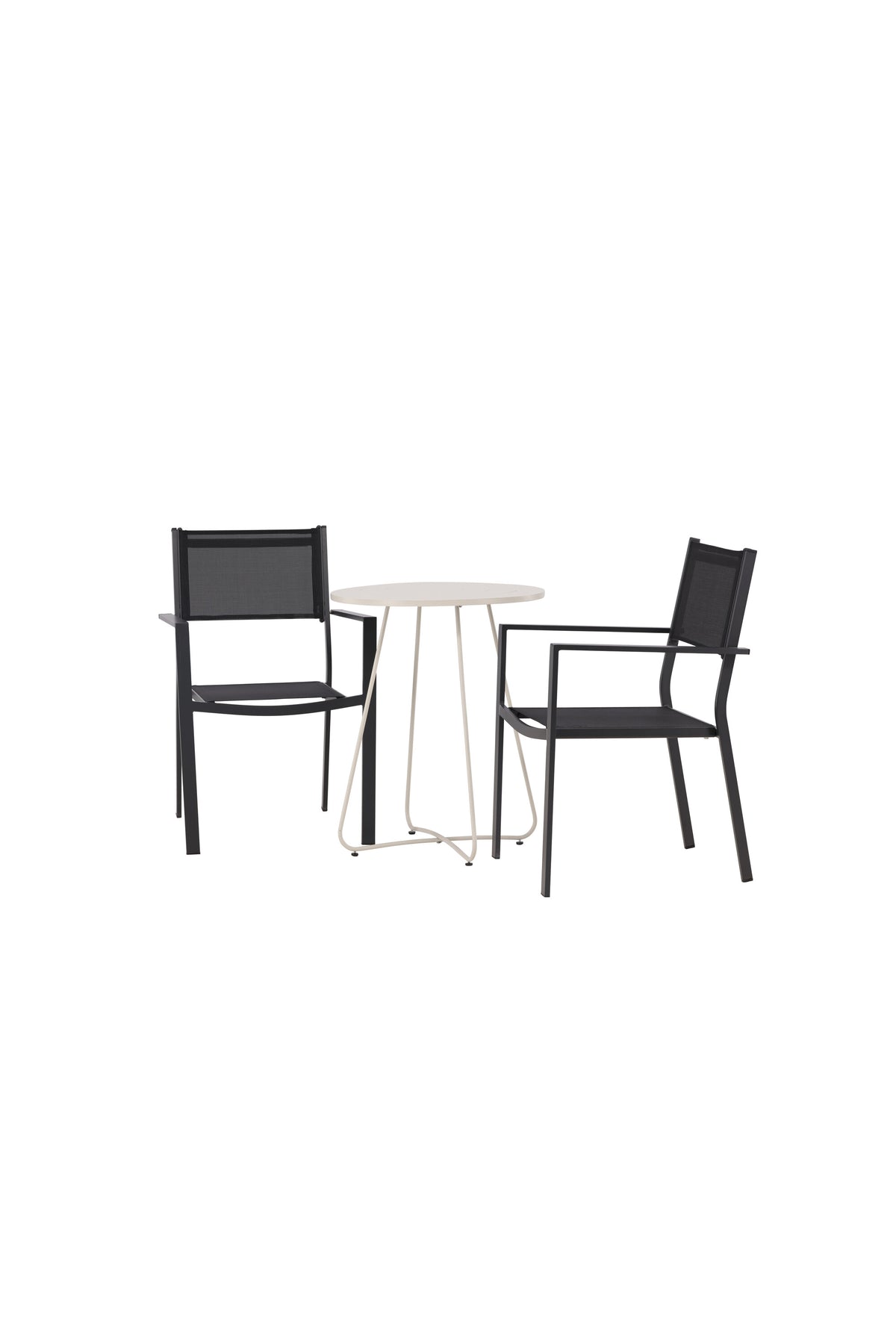 Bacong Outdoor-Tischset + Copacabana ⌀60cm/2St. in Beige/Schwarz präsentiert im Onlineshop von KAQTU Design AG. Gartentischset ist von Venture Home