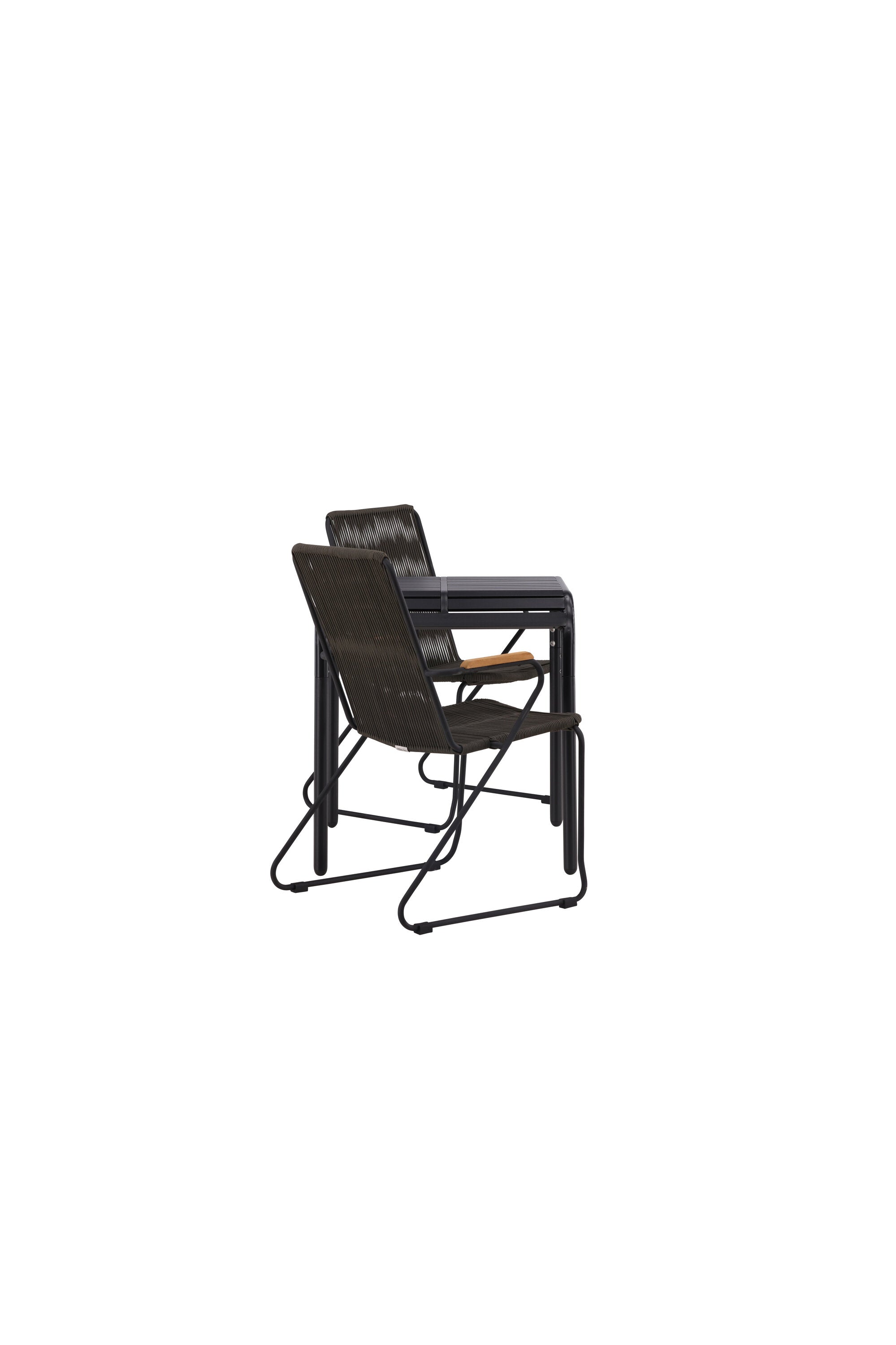 Borneo Outdoor-Tischset + Bois 70cm/2St. in Schwarz, Dunkelgrau präsentiert im Onlineshop von KAQTU Design AG. Gartentischset ist von Venture Home