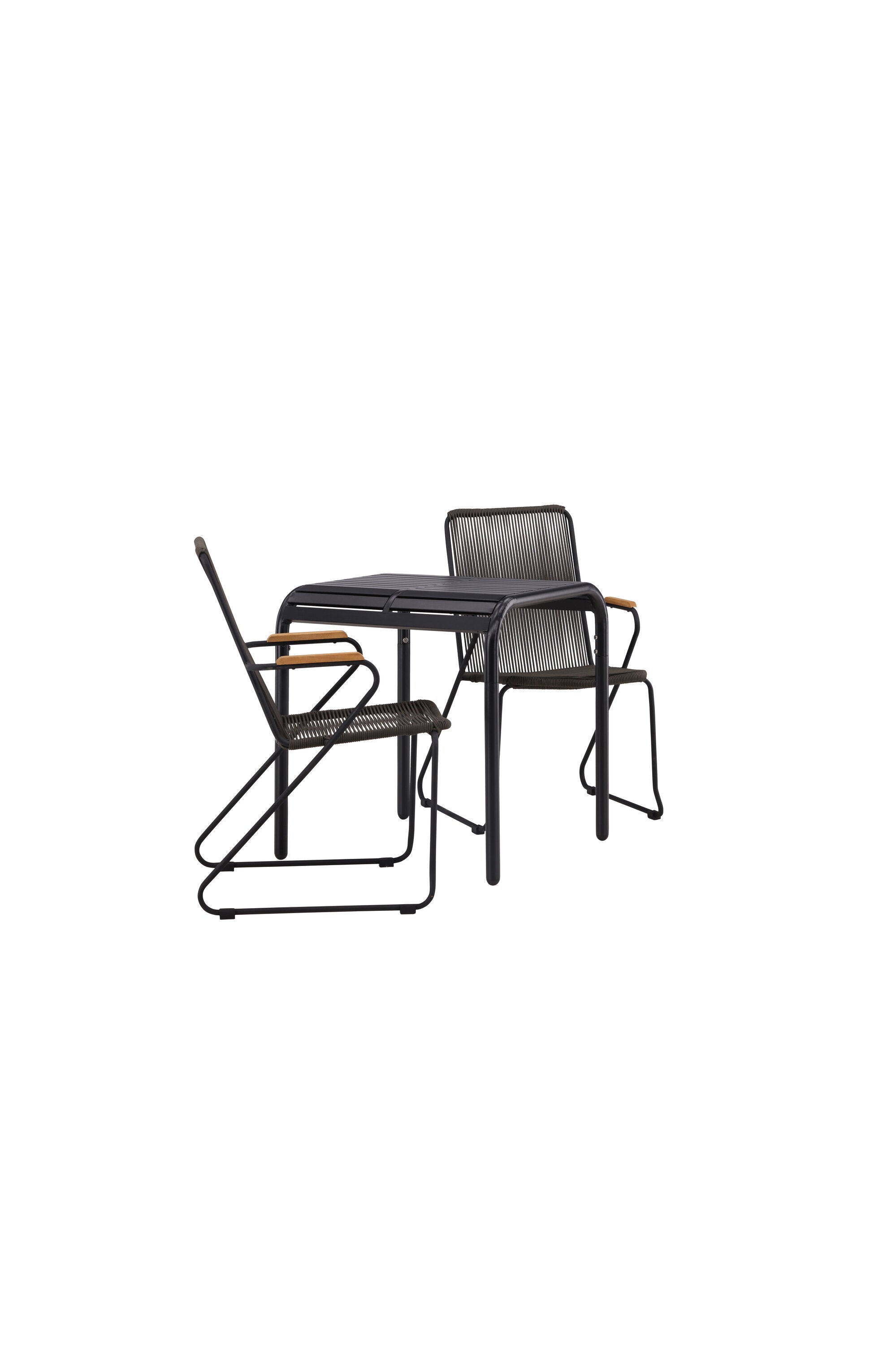 Borneo Outdoor-Tischset + Bois 70cm/2St. in Schwarz, Dunkelgrau präsentiert im Onlineshop von KAQTU Design AG. Gartentischset ist von Venture Home