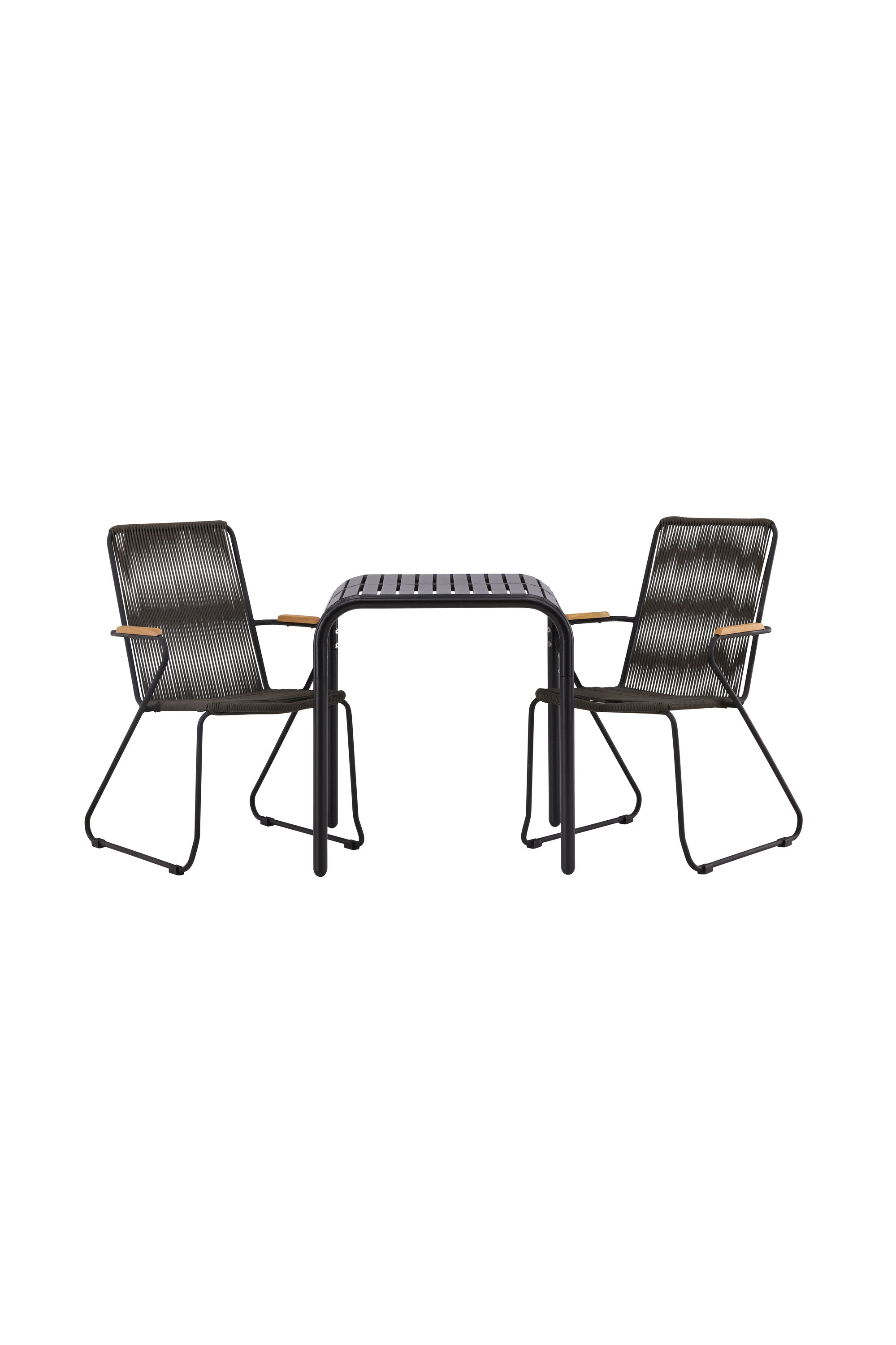 Borneo Outdoor-Tischset + Bois 70cm/2St. in Schwarz, Dunkelgrau präsentiert im Onlineshop von KAQTU Design AG. Gartentischset ist von Venture Home