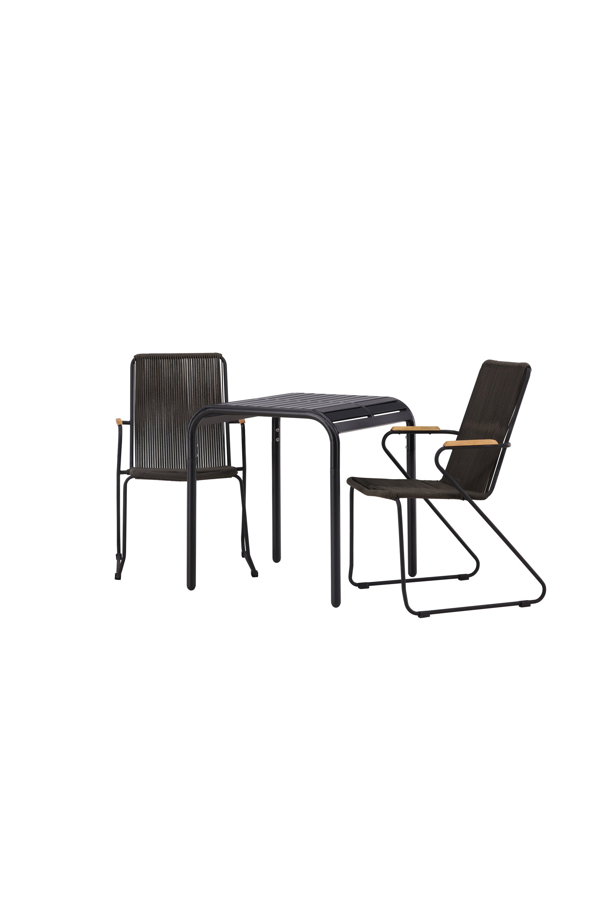 Borneo Outdoor-Tischset + Bois 70cm/2St. in Schwarz, Dunkelgrau präsentiert im Onlineshop von KAQTU Design AG. Gartentischset ist von Venture Home