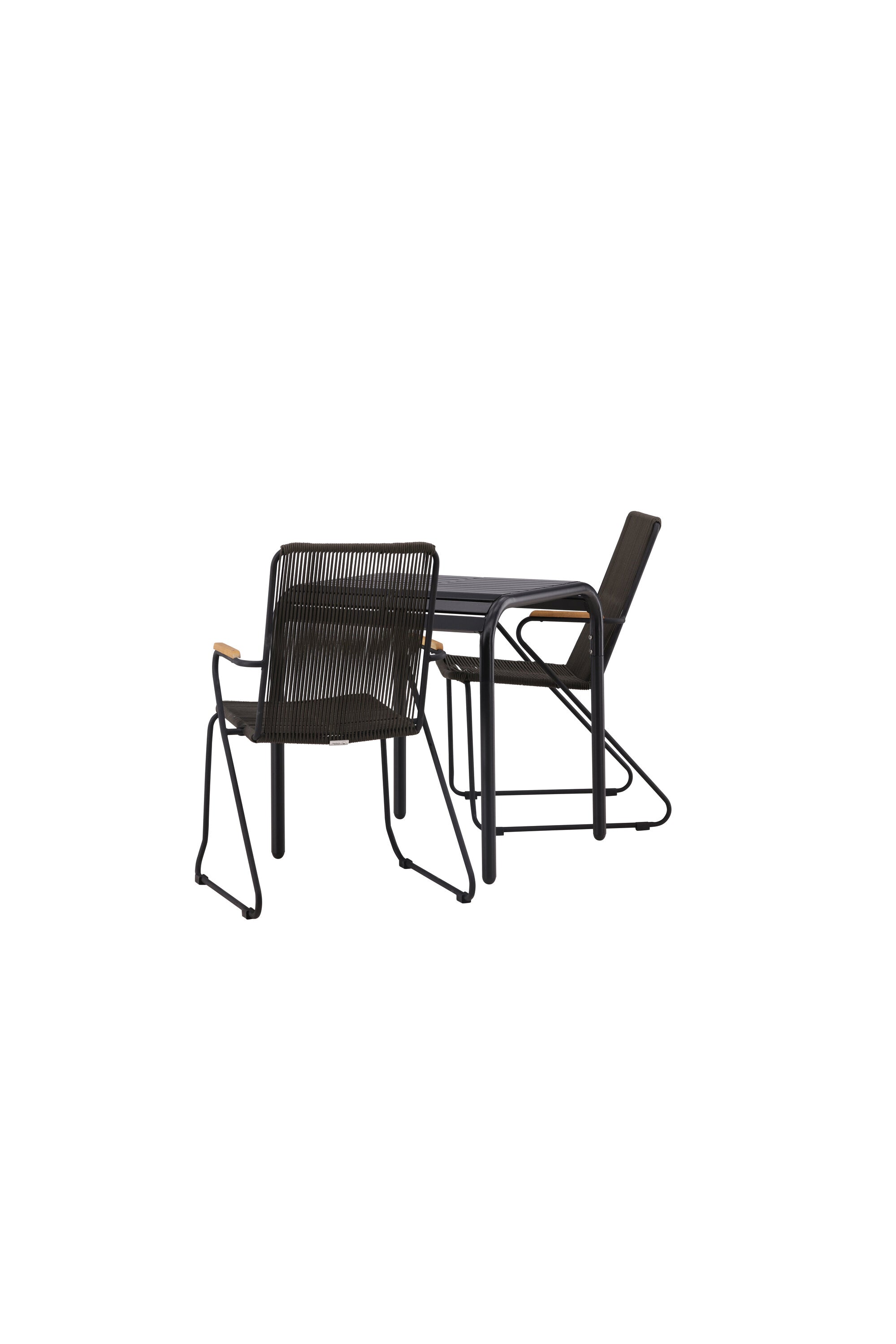 Borneo Outdoor-Tischset + Bois 70cm/2St. in Schwarz, Dunkelgrau präsentiert im Onlineshop von KAQTU Design AG. Gartentischset ist von Venture Home