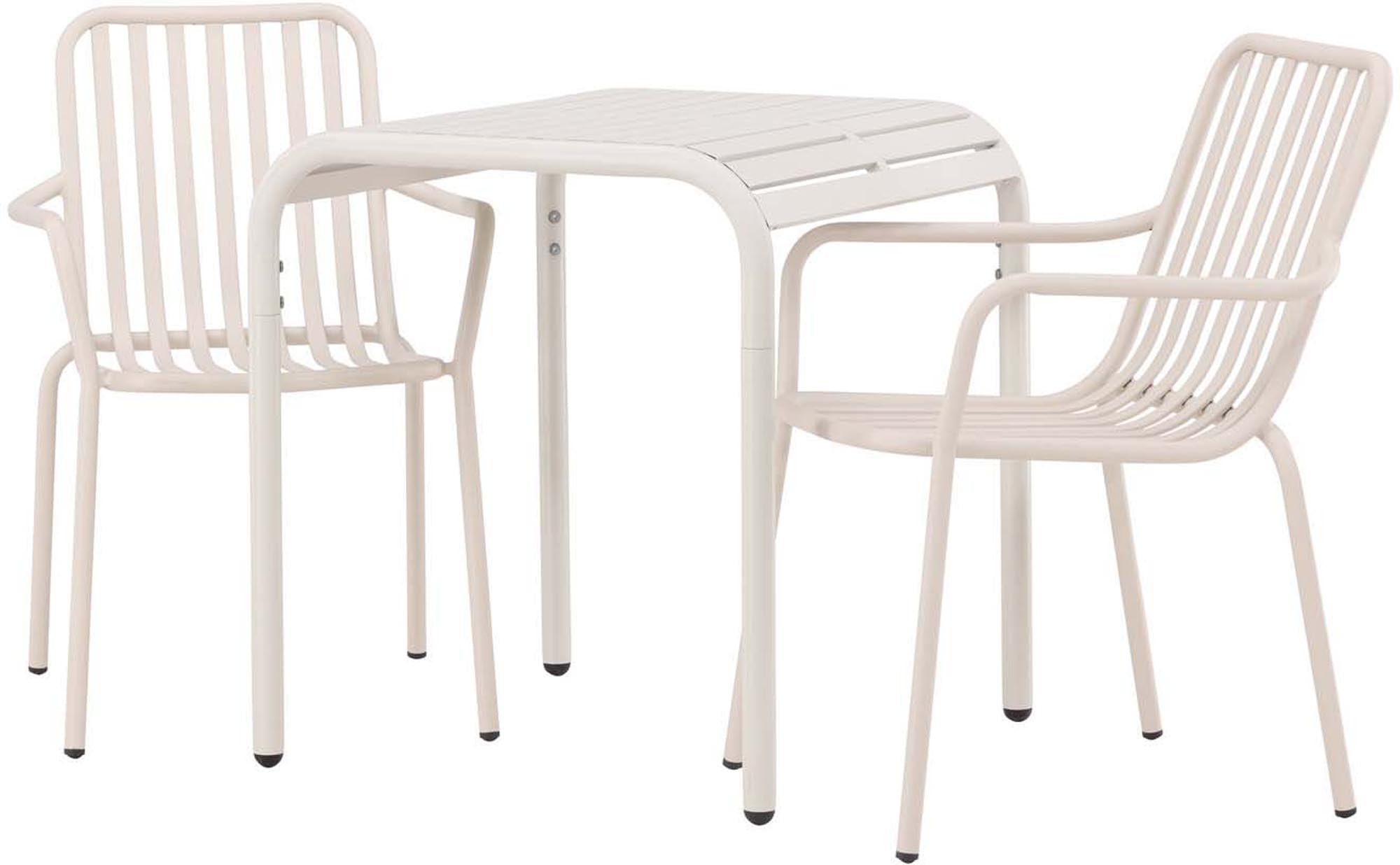 Elegantes Borneo Outdoor-Tischset mit 70 cm Tisch und komfortablen Peking Stühlen. Ideal für gesellige Abende im Freien, wetterfest und modern.