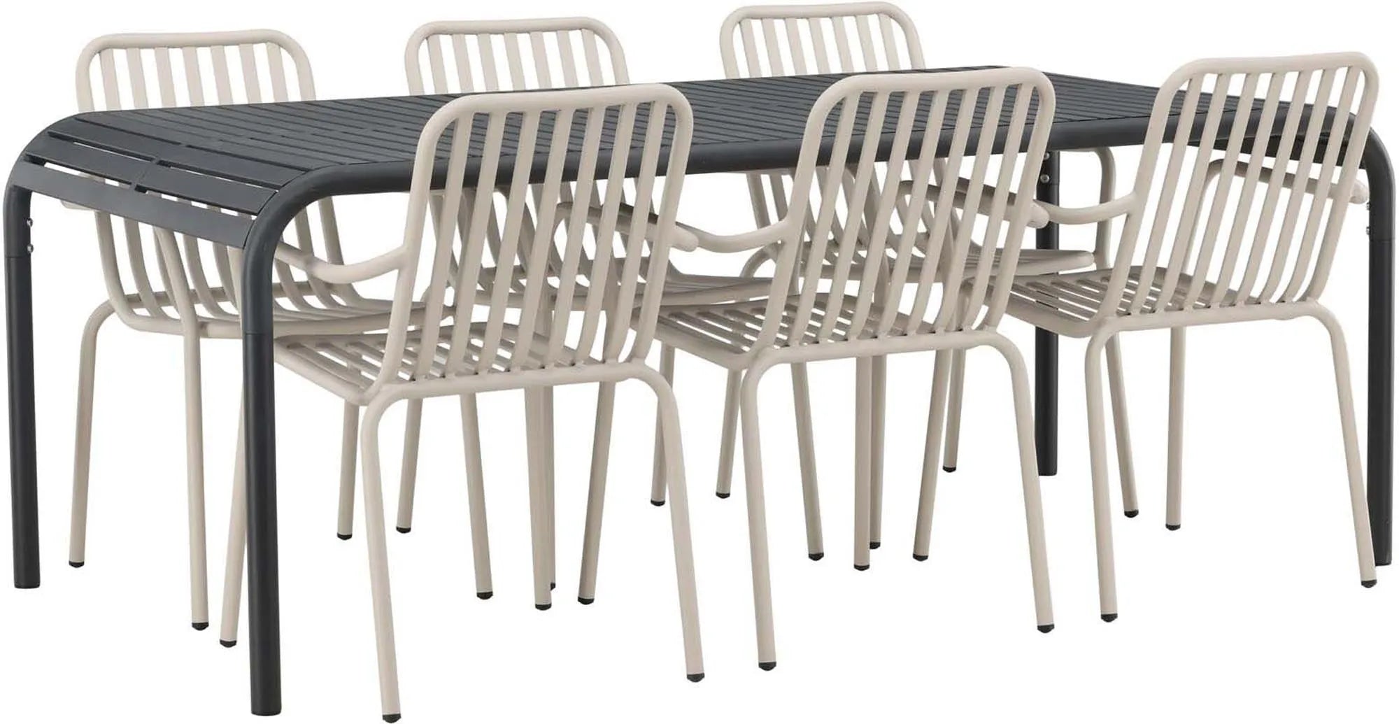 Elegantes Borneo Tischset für 6, ideal für Terrasse und Balkon.