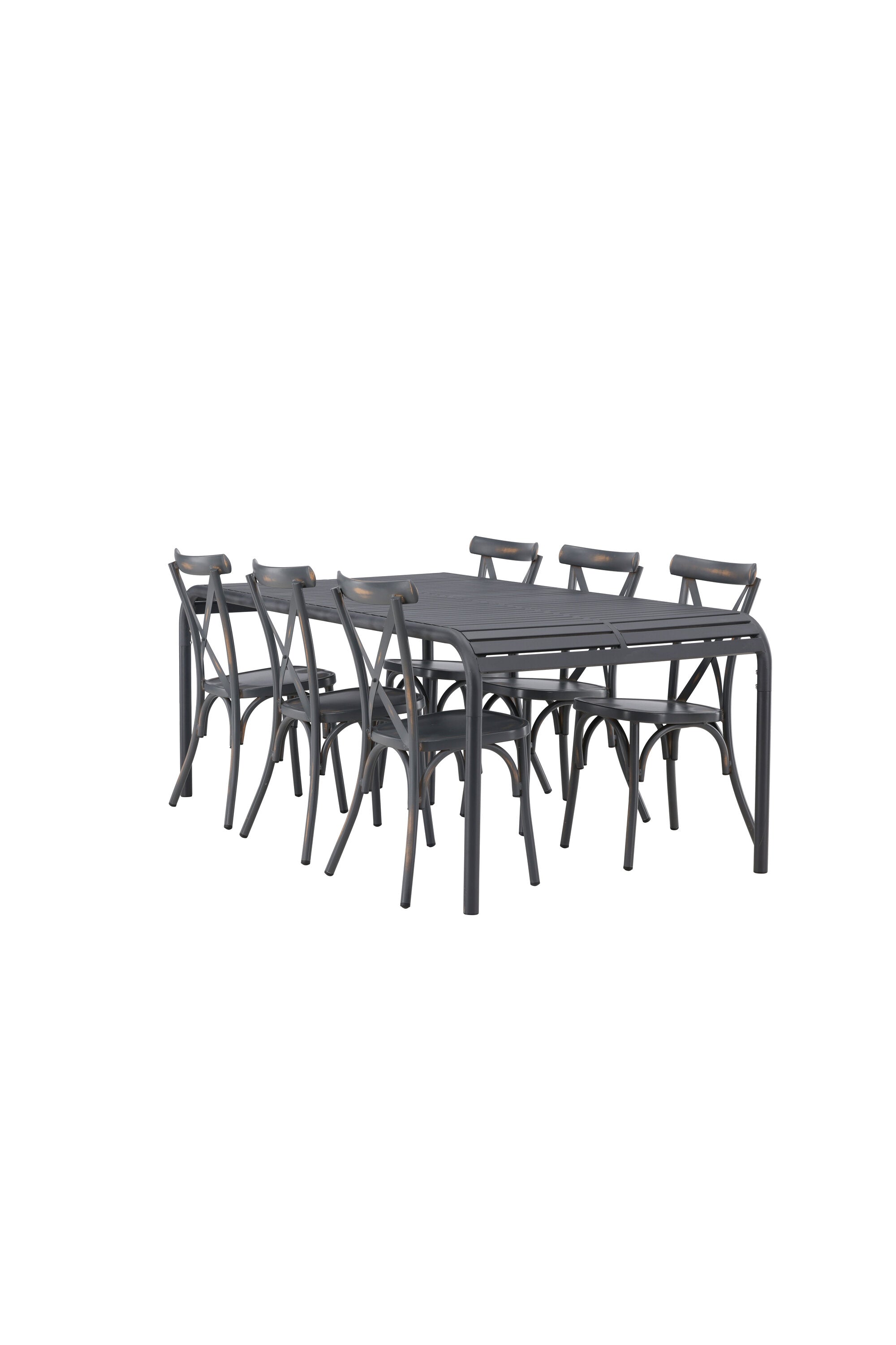 Borneo Outdoor-Tischset + Peking 200cm/6St. in Dunkelgrau präsentiert im Onlineshop von KAQTU Design AG. Gartentischset ist von Venture Home