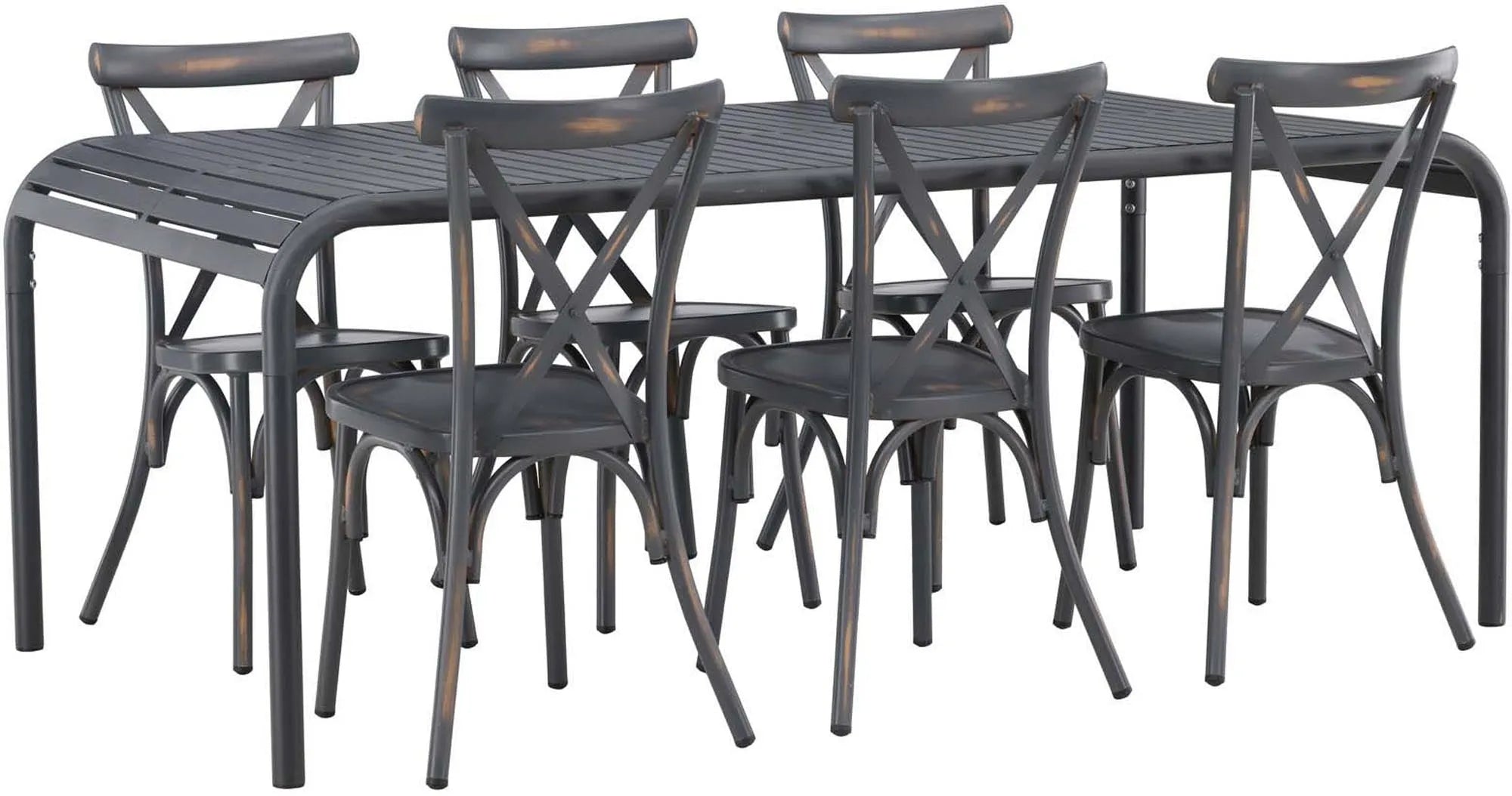 Elegantes Borneo Tischset für 6, ideal für Terrasse und Balkon.