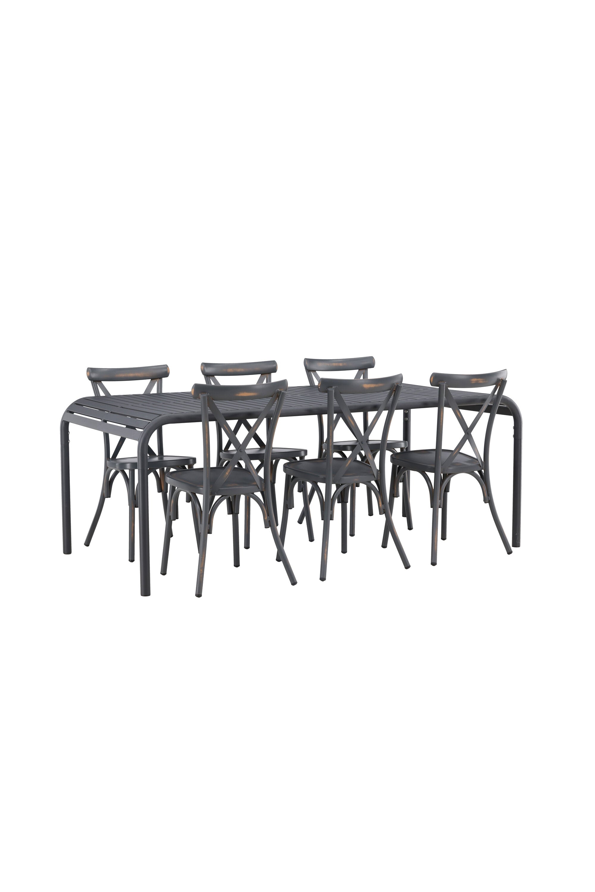 Borneo Outdoor-Tischset + Peking 200cm/6St. in Dunkelgrau präsentiert im Onlineshop von KAQTU Design AG. Gartentischset ist von Venture Home