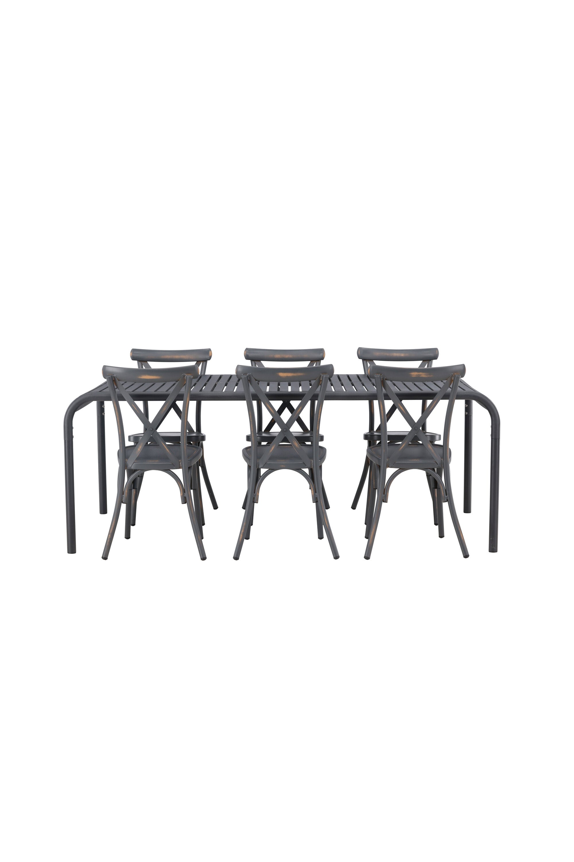 Borneo Outdoor-Tischset + Peking 200cm/6St. in Dunkelgrau präsentiert im Onlineshop von KAQTU Design AG. Gartentischset ist von Venture Home