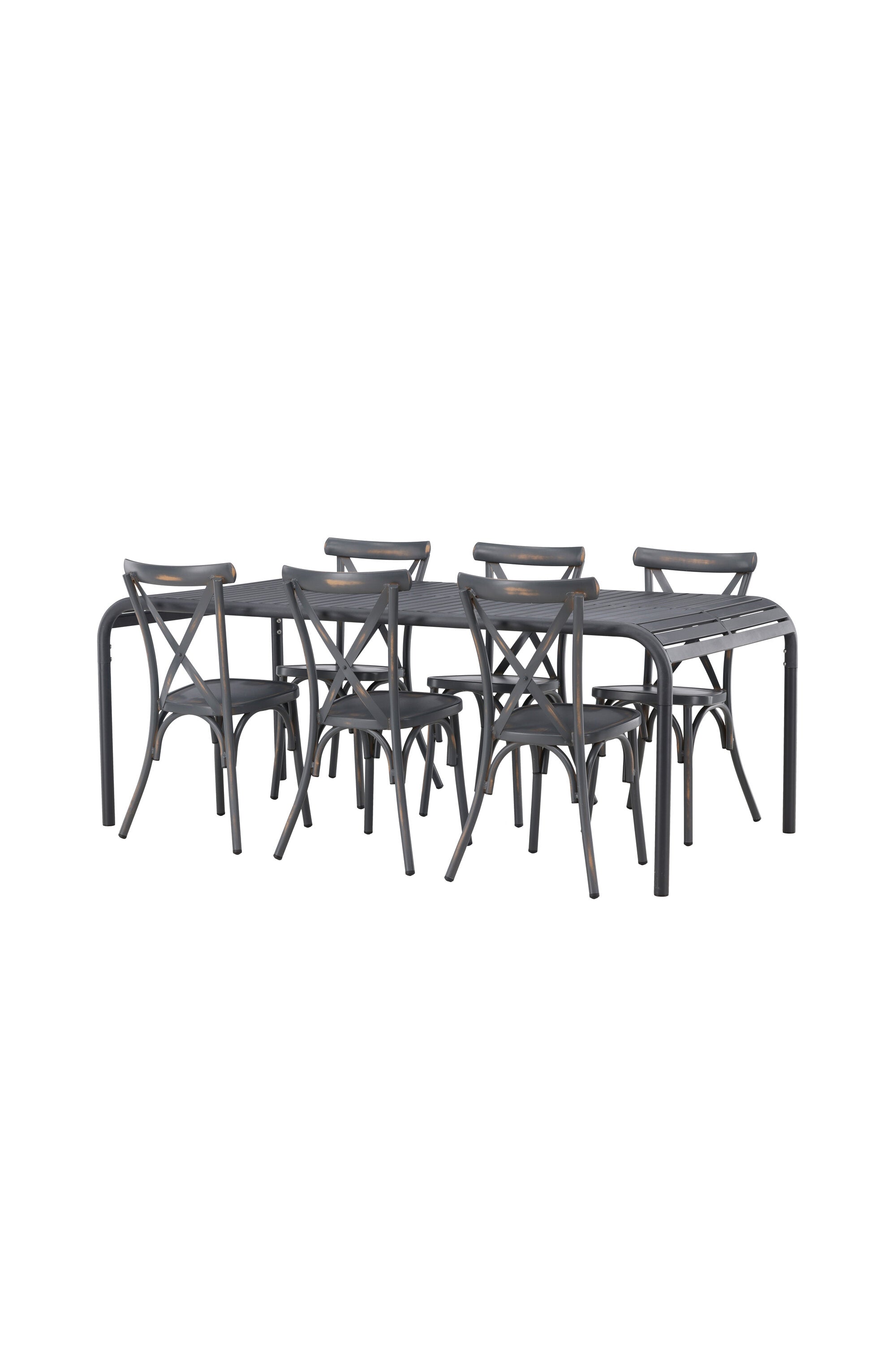Borneo Outdoor-Tischset + Peking 200cm/6St. in Dunkelgrau präsentiert im Onlineshop von KAQTU Design AG. Gartentischset ist von Venture Home