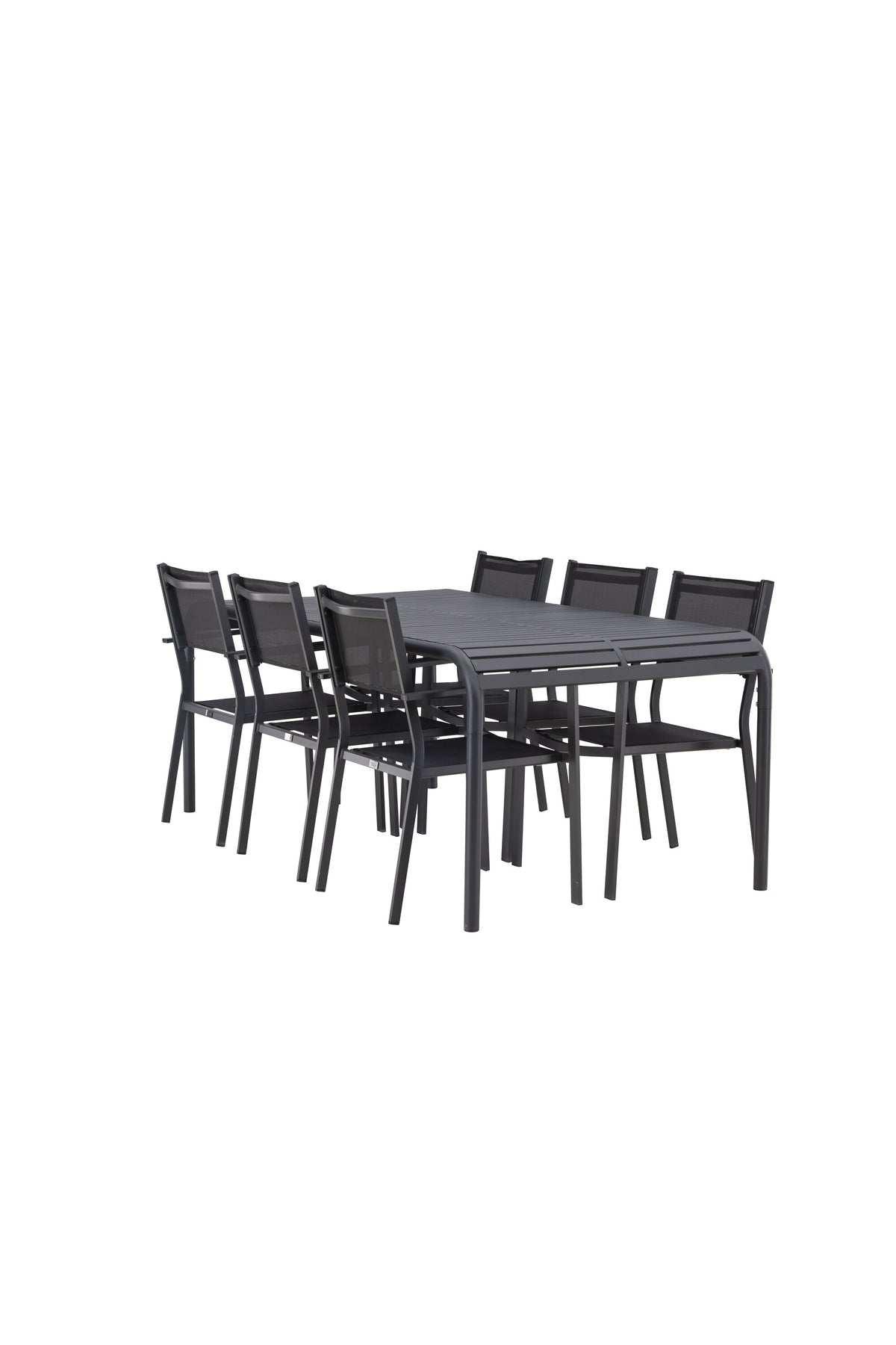 Borneo Outdoor-Tischset + Copacabana 200cm/6St. in Schwarz präsentiert im Onlineshop von KAQTU Design AG. Gartentischset ist von Venture Home
