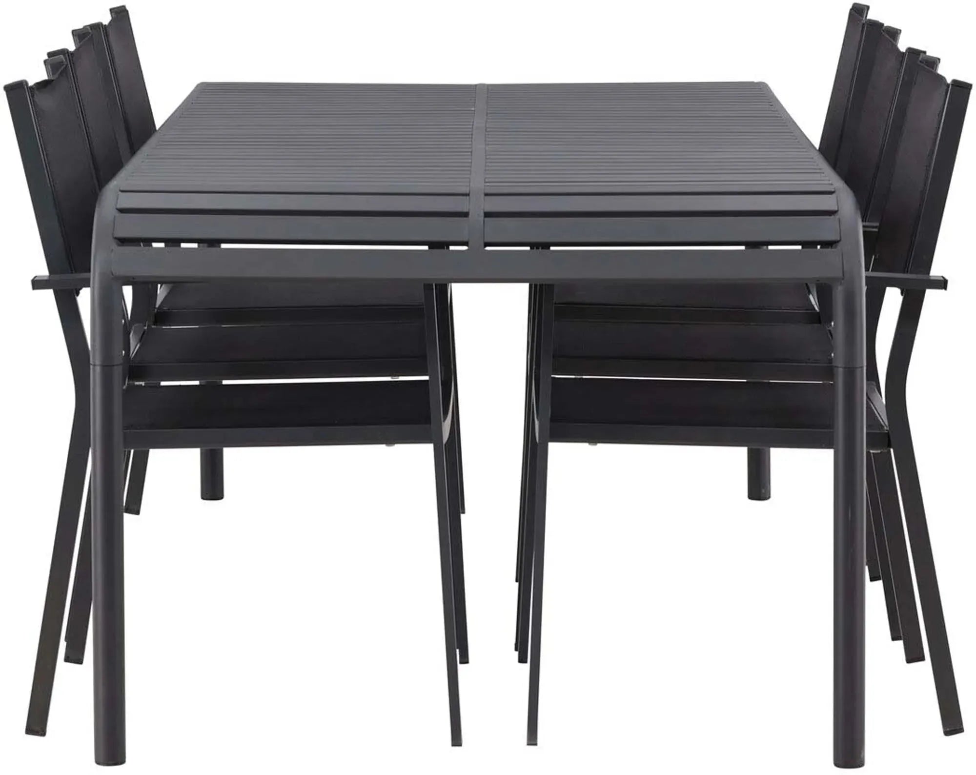 Elegantes Borneo Tischset: 200cm Tisch, 6 Copacabana Stühle, wetterfest, stapelbar, ideal für Terrasse.