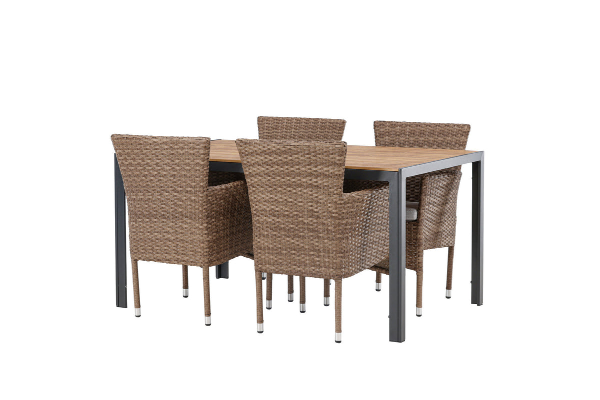 Break Outdoor-Tischset + Malina 150cm/4St. in Schwarz / Natur präsentiert im Onlineshop von KAQTU Design AG. Gartentischset ist von Venture Home