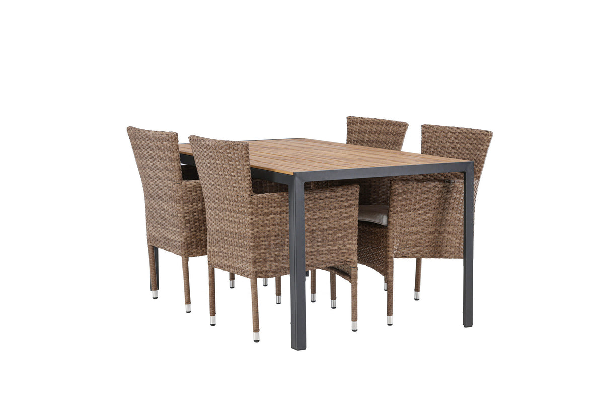 Break Outdoor-Tischset + Malina 150cm/4St. in Schwarz / Natur präsentiert im Onlineshop von KAQTU Design AG. Gartentischset ist von Venture Home
