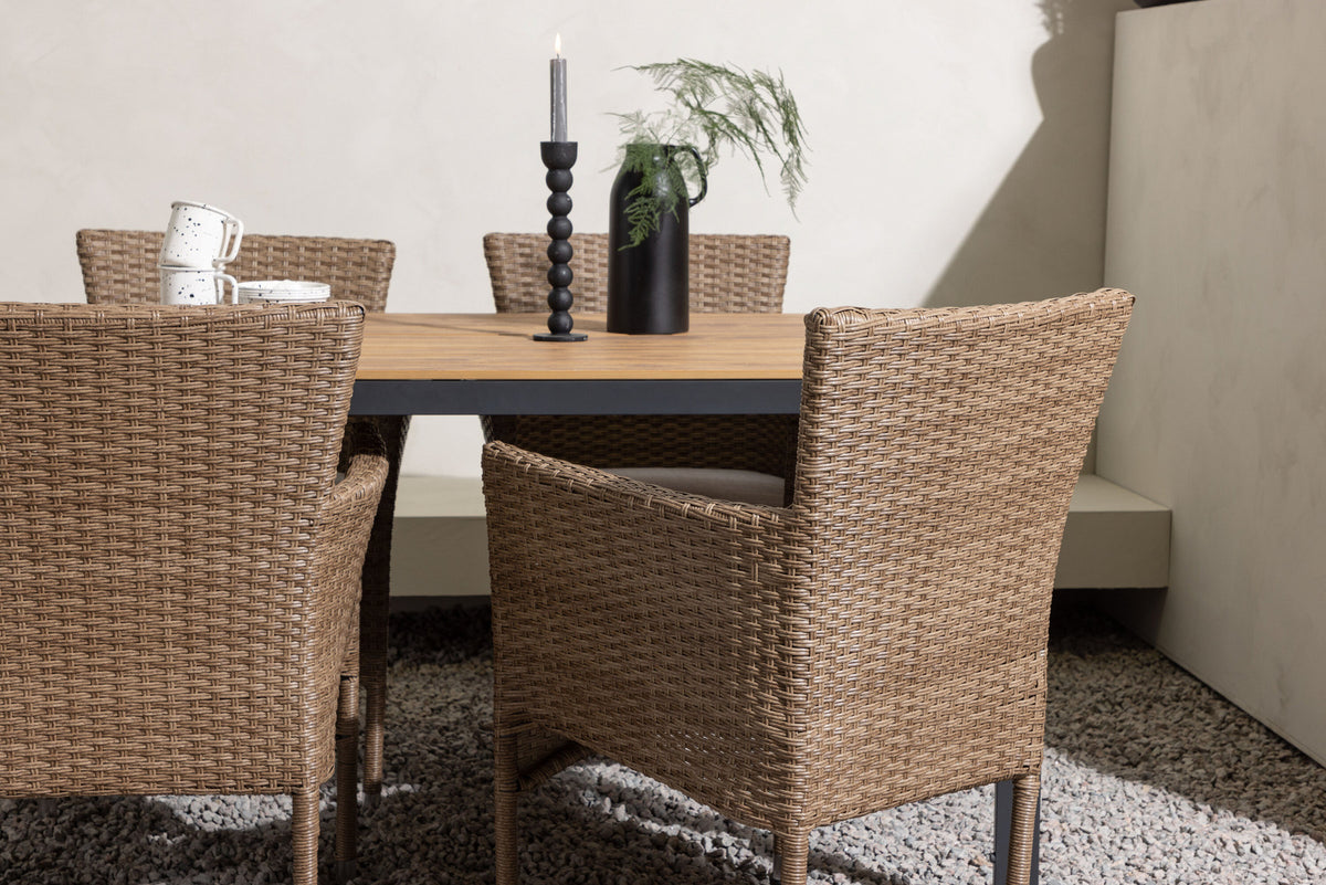Break Outdoor-Tischset + Malina 150cm/4St. in Schwarz / Natur präsentiert im Onlineshop von KAQTU Design AG. Gartentischset ist von Venture Home