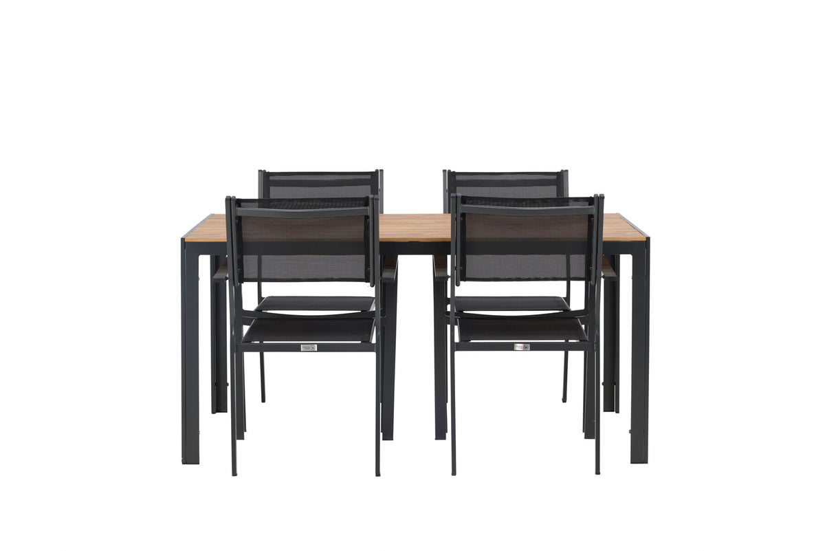 Break Outdoor-Tischset + Copacabana 150cm/4St. in Schwarz / Natur präsentiert im Onlineshop von KAQTU Design AG. Gartentischset ist von Venture Home