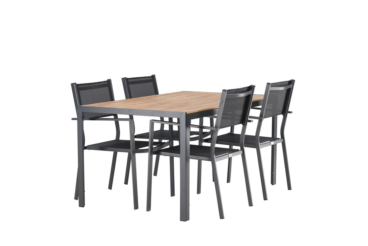 Break Outdoor-Tischset + Copacabana 150cm/4St. in Schwarz / Natur präsentiert im Onlineshop von KAQTU Design AG. Gartentischset ist von Venture Home
