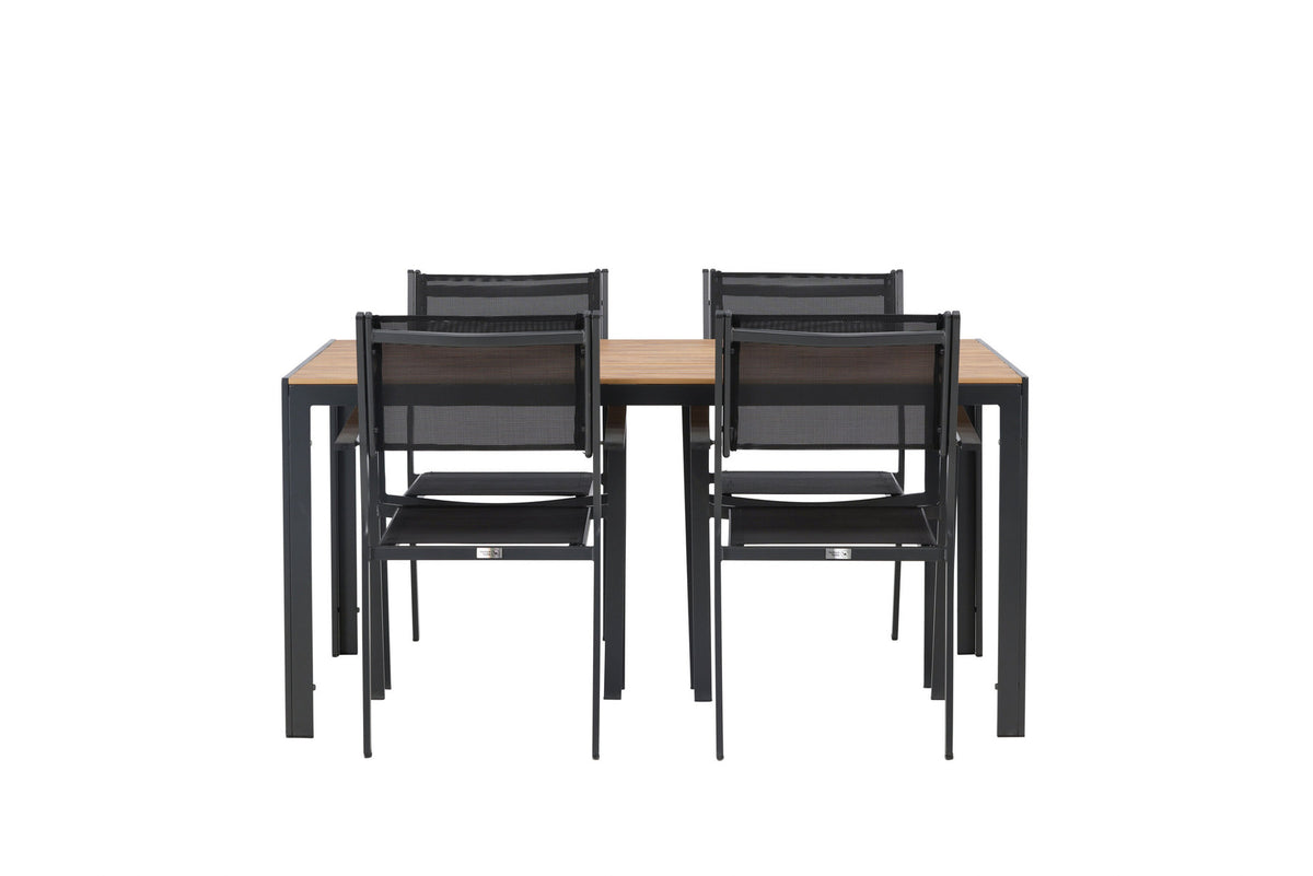 Break Outdoor-Tischset + Copacabana 150cm/4St. in Schwarz / Natur präsentiert im Onlineshop von KAQTU Design AG. Gartentischset ist von Venture Home