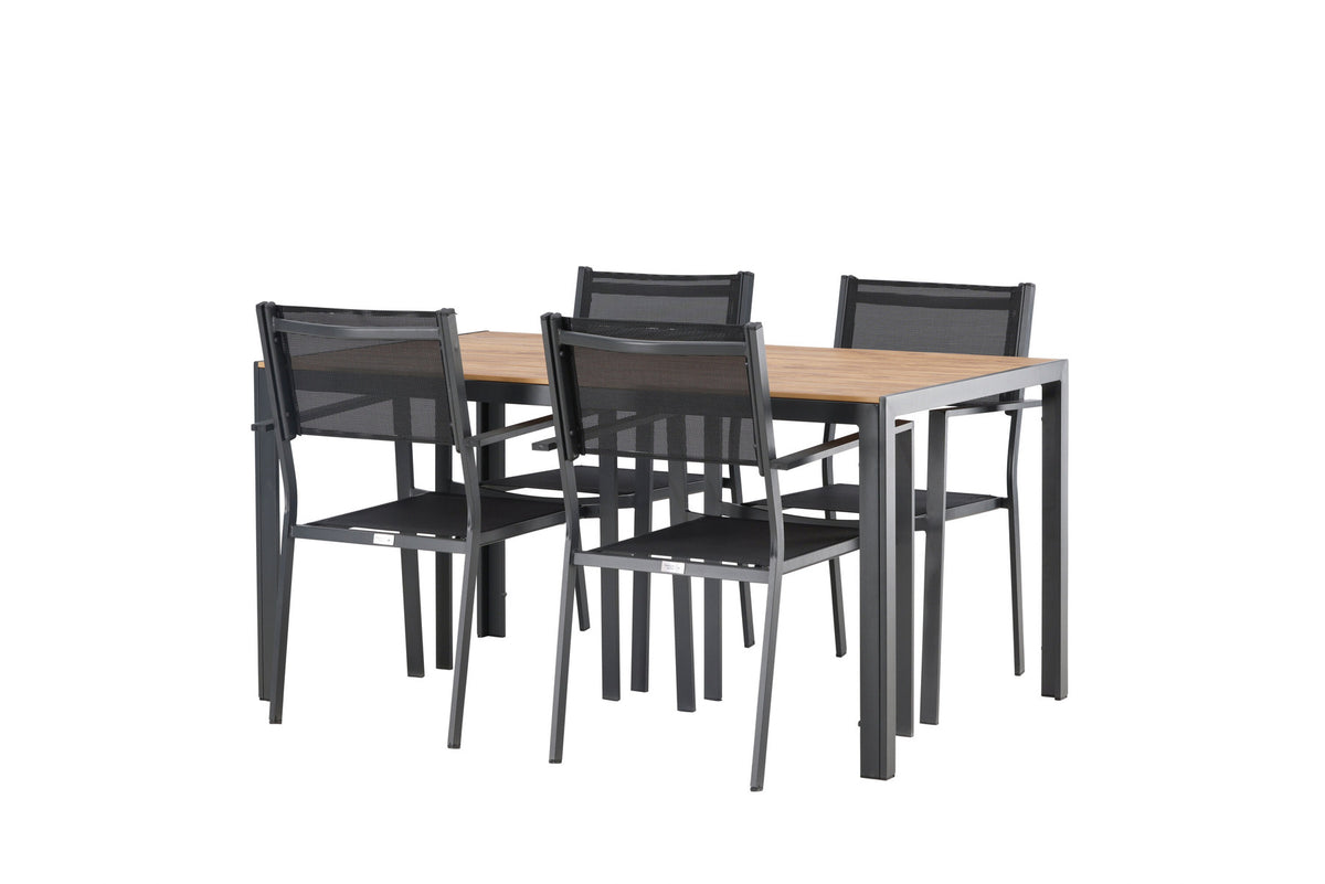 Break Outdoor-Tischset + Copacabana 150cm/4St. in Schwarz / Natur präsentiert im Onlineshop von KAQTU Design AG. Gartentischset ist von Venture Home
