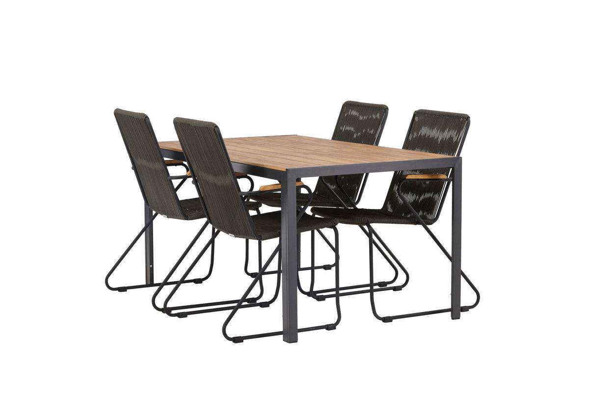 Break Outdoor-Tischset + Bois 150cm/4St. in Schwarz, Dunkelgrau präsentiert im Onlineshop von KAQTU Design AG. Gartentischset ist von Venture Home