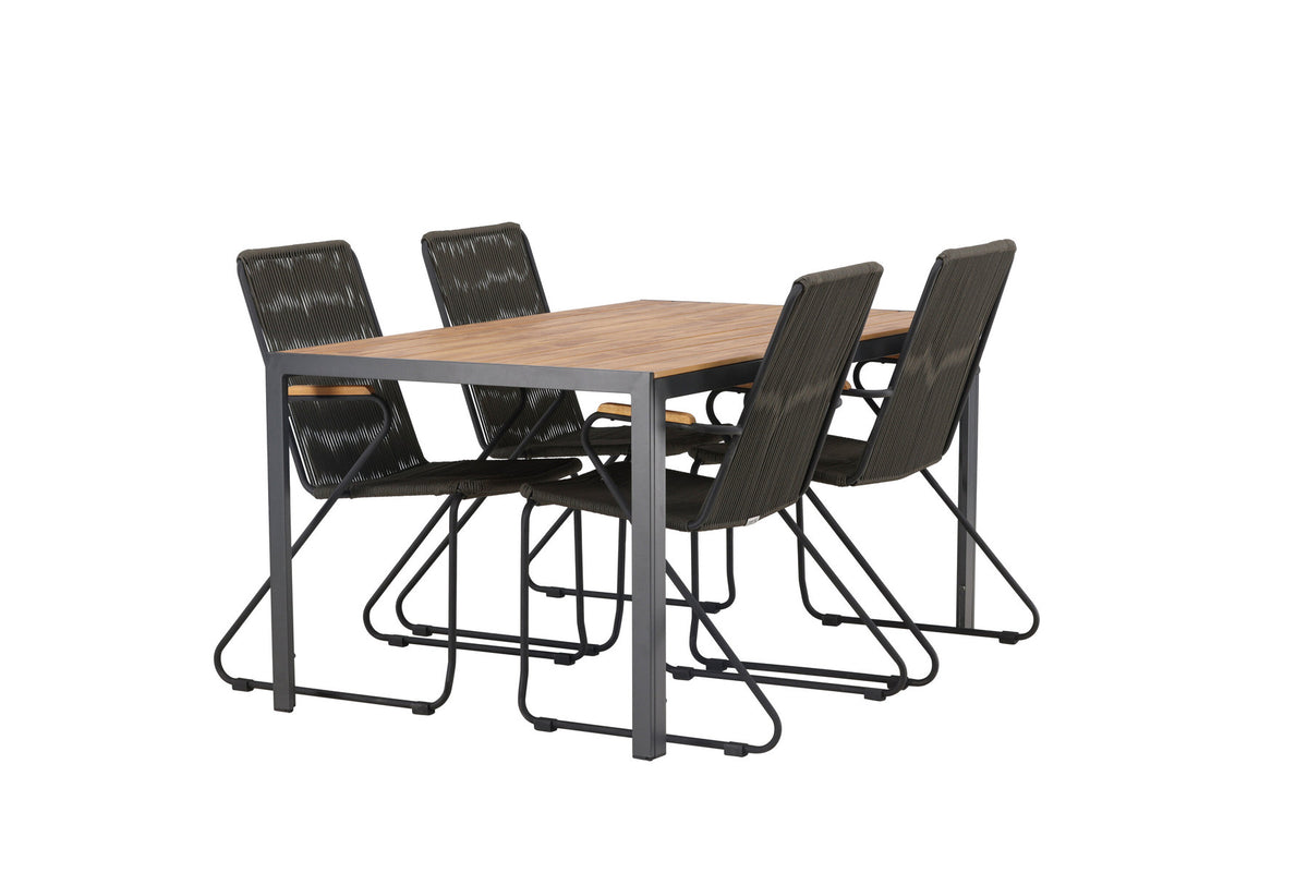 Break Outdoor-Tischset + Bois 150cm/4St. in Schwarz, Dunkelgrau präsentiert im Onlineshop von KAQTU Design AG. Gartentischset ist von Venture Home