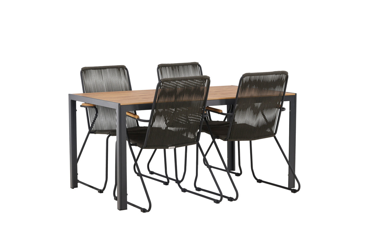 Break Outdoor-Tischset + Bois 150cm/4St. in Schwarz, Dunkelgrau präsentiert im Onlineshop von KAQTU Design AG. Gartentischset ist von Venture Home