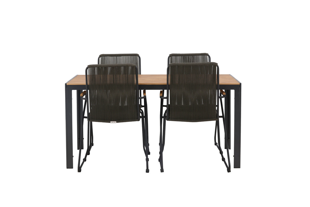 Break Outdoor-Tischset + Bois 150cm/4St. in Schwarz, Dunkelgrau präsentiert im Onlineshop von KAQTU Design AG. Gartentischset ist von Venture Home