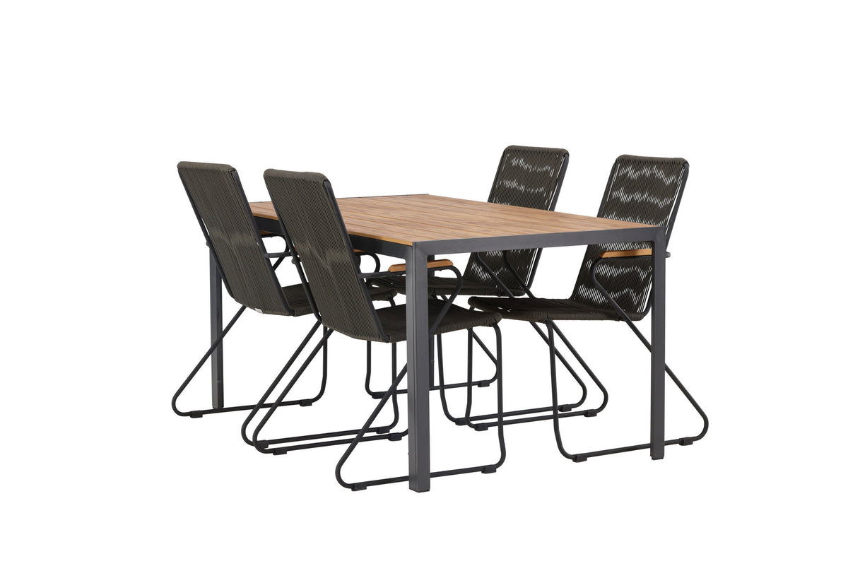 Break Outdoor-Tischset + Bois 150cm/4St. in Schwarz, Dunkelgrau präsentiert im Onlineshop von KAQTU Design AG. Gartentischset ist von Venture Home
