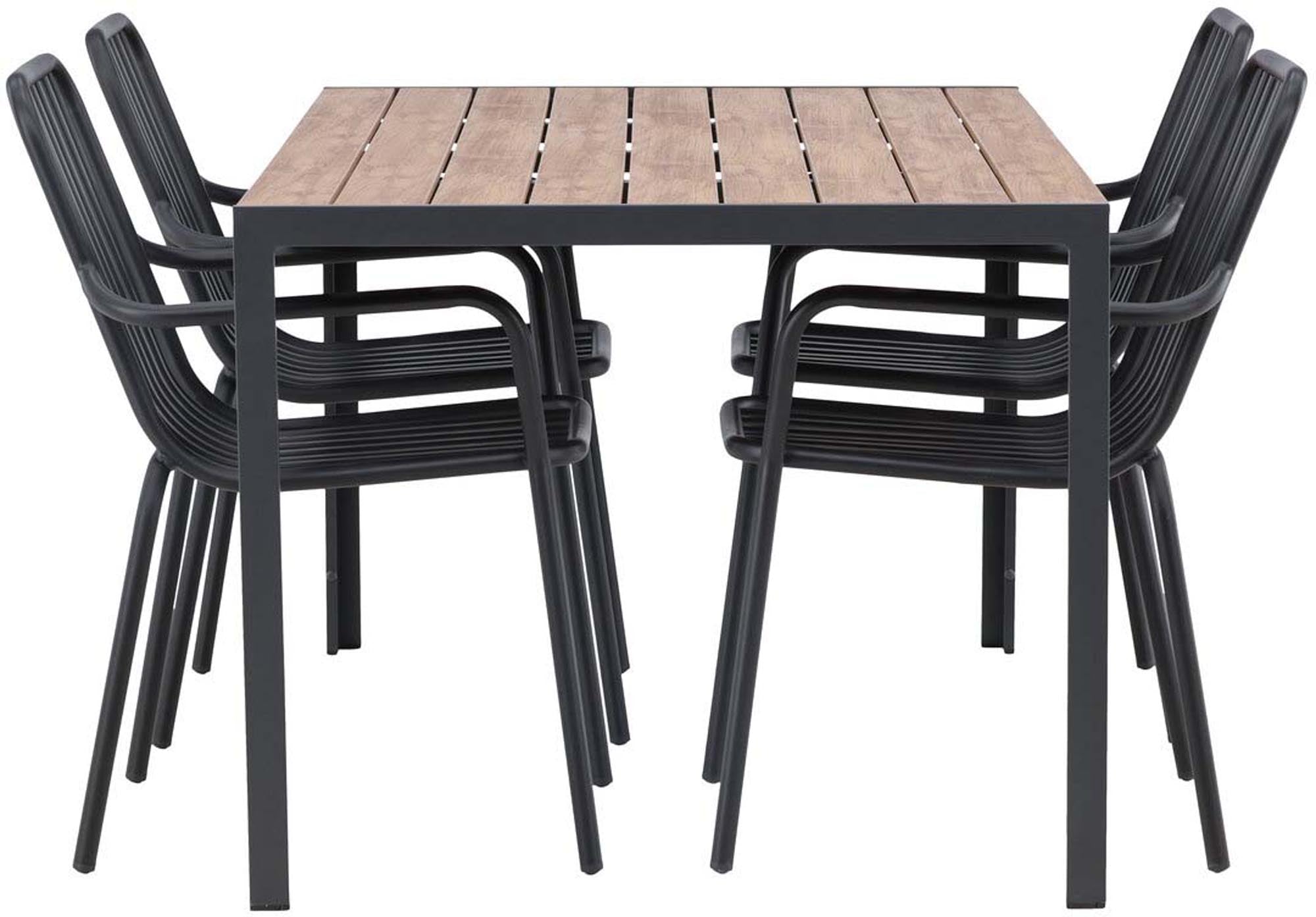 Entdecken Sie das Break Outdoor-Tischset + Peking 150cm/4St. von Venture Home – ideal für stilvolle Gartenmöbel und gesellige Abende im Freien.