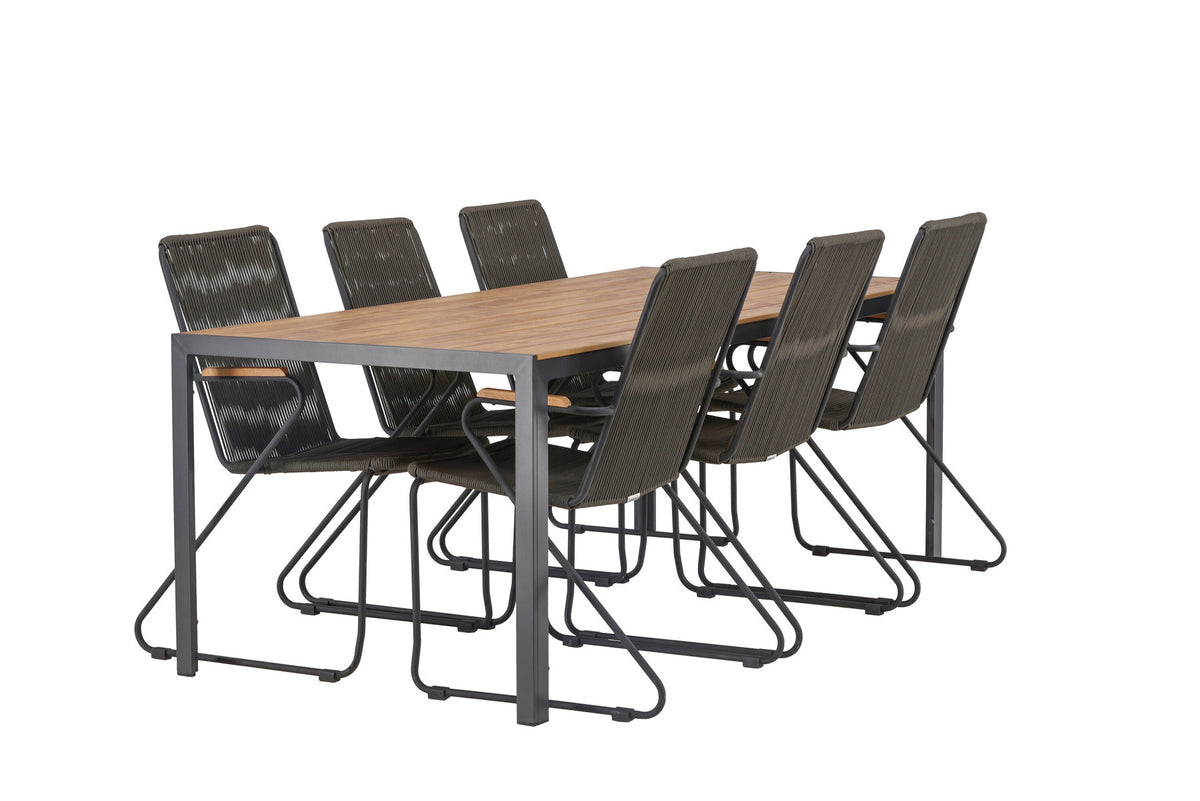 Break Outdoor-Tischset + Bois 205cm/6St. in Schwarz, Dunkelgrau präsentiert im Onlineshop von KAQTU Design AG. Gartentischset ist von Venture Home