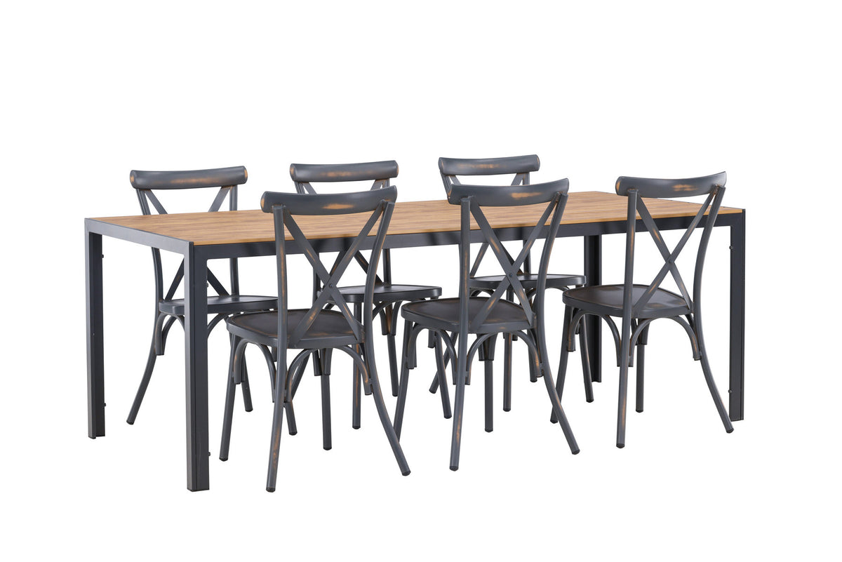 Break Outdoor-Tischset + Peking 205cm/6St. in Dunkelgrau präsentiert im Onlineshop von KAQTU Design AG. Gartentischset ist von Venture Home