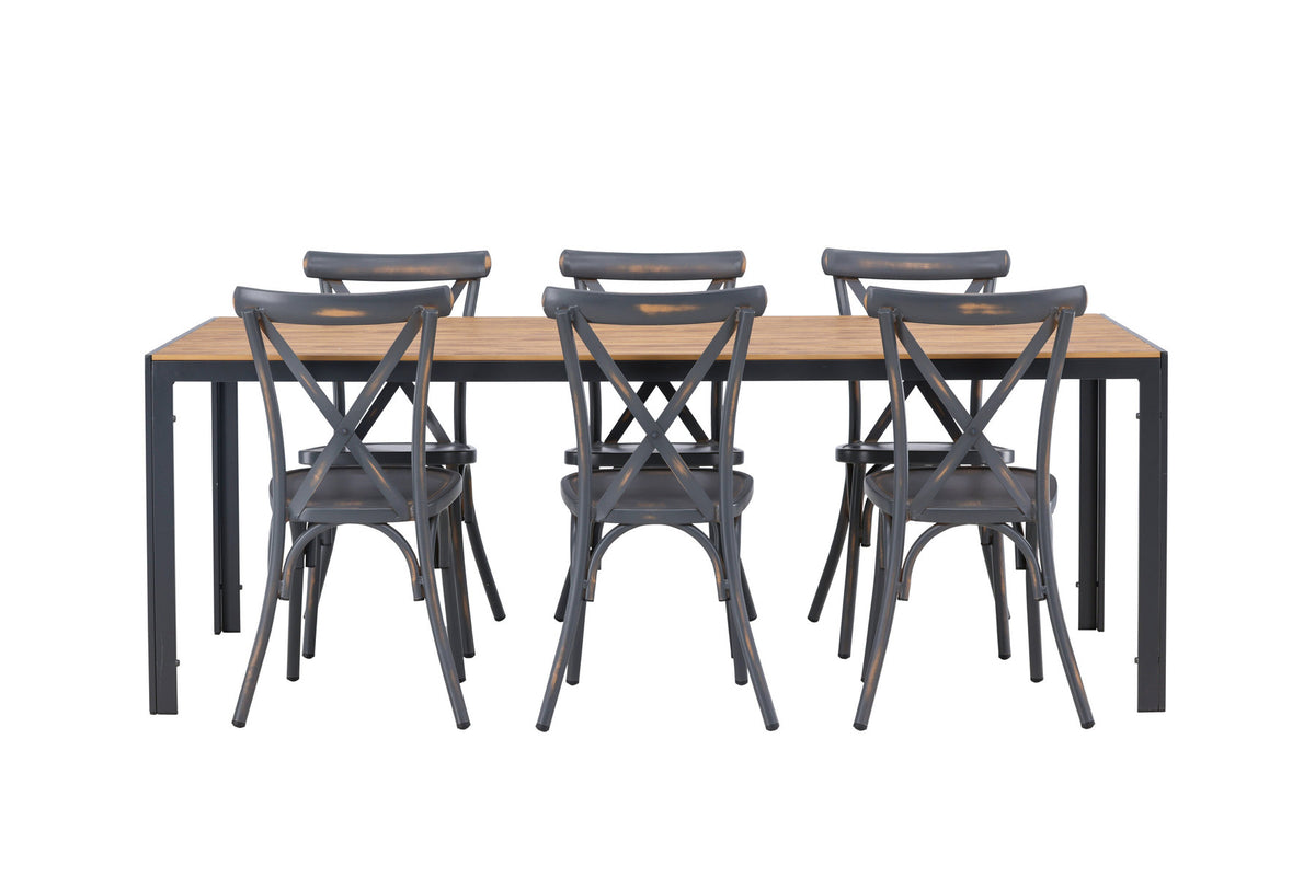 Break Outdoor-Tischset + Peking 205cm/6St. in Dunkelgrau präsentiert im Onlineshop von KAQTU Design AG. Gartentischset ist von Venture Home