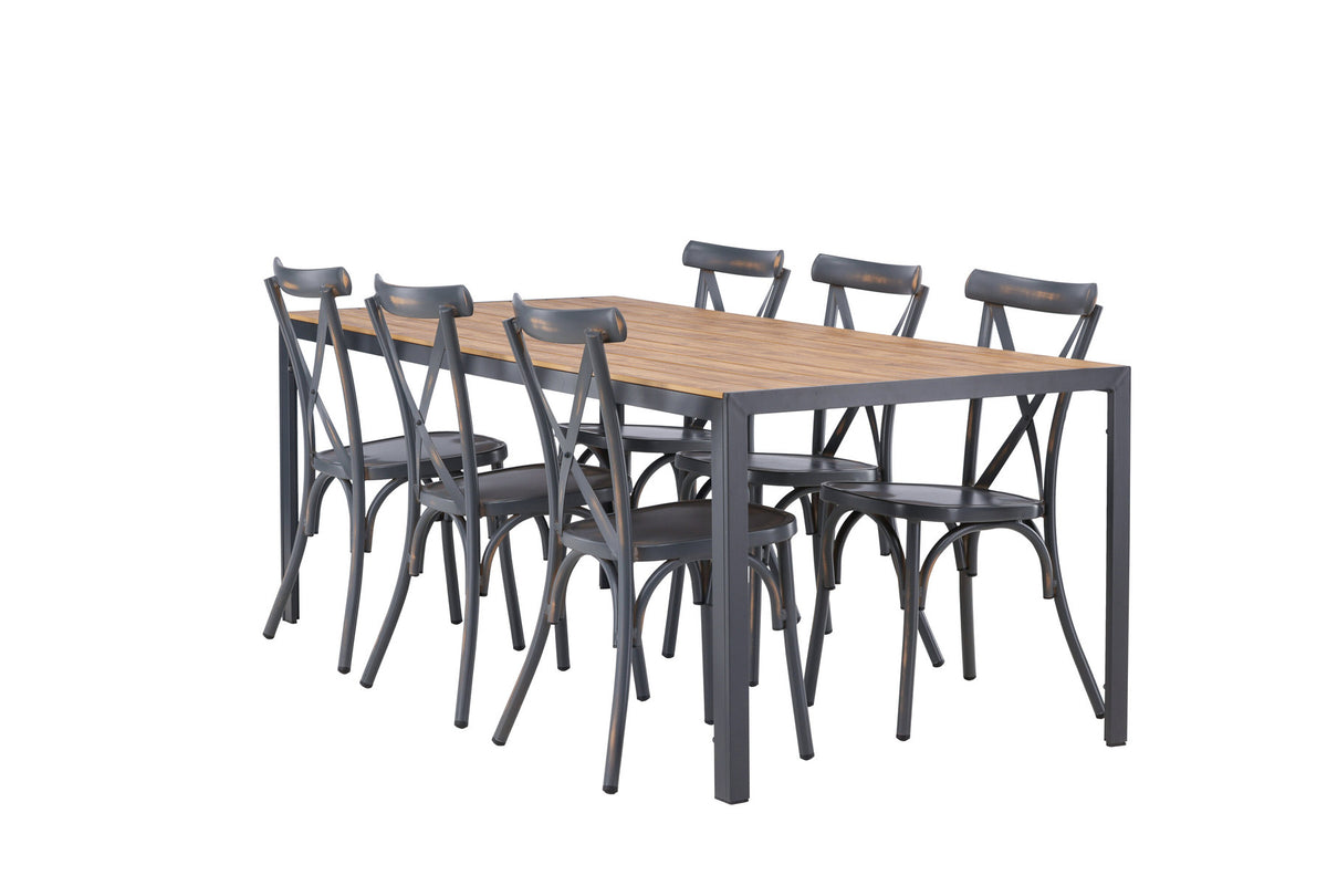 Break Outdoor-Tischset + Peking 205cm/6St. in Dunkelgrau präsentiert im Onlineshop von KAQTU Design AG. Gartentischset ist von Venture Home