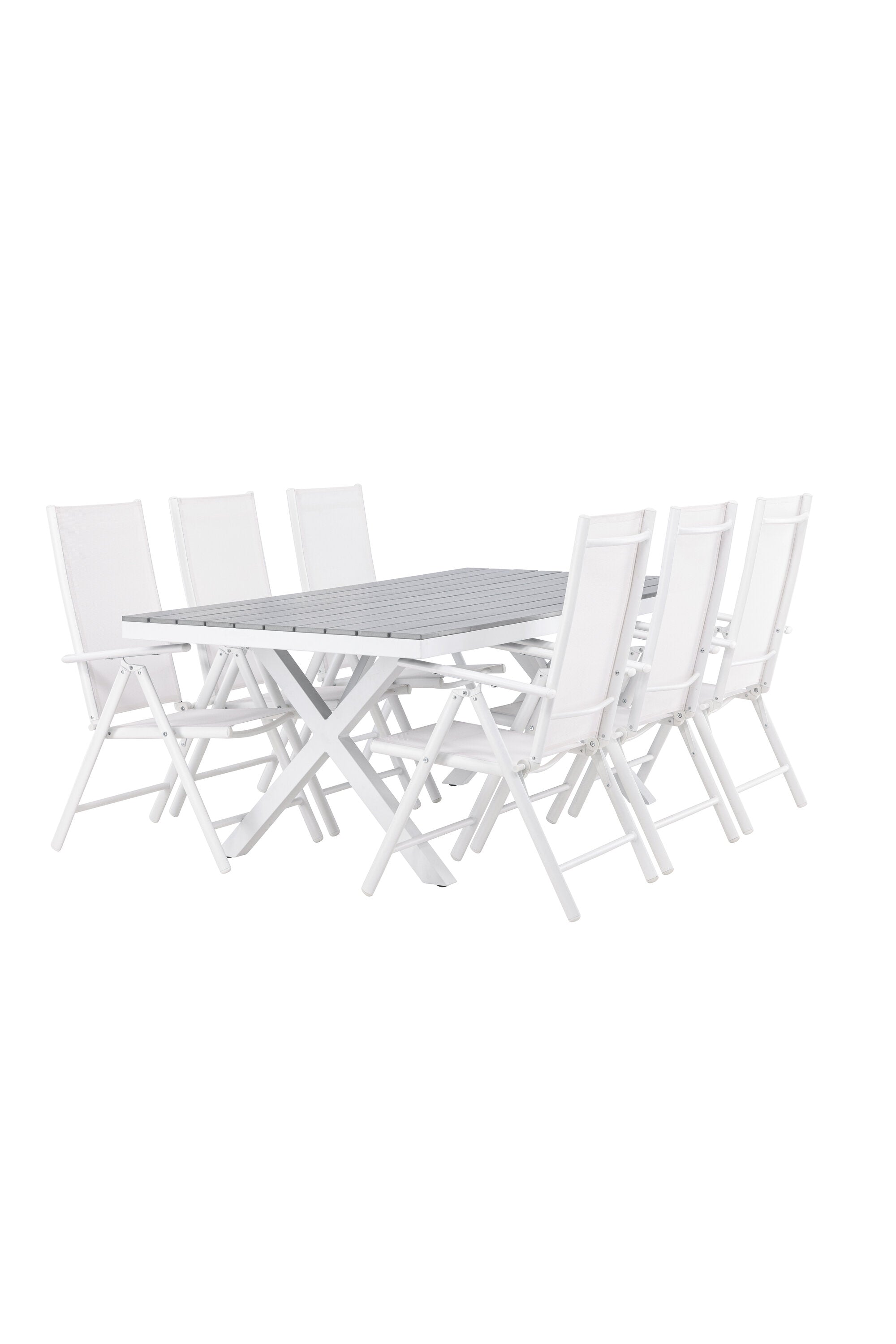 Garcia Outdoor-Tischset + Break 200cm/6St. in Weiss präsentiert im Onlineshop von KAQTU Design AG. Gartentischset ist von Venture Home