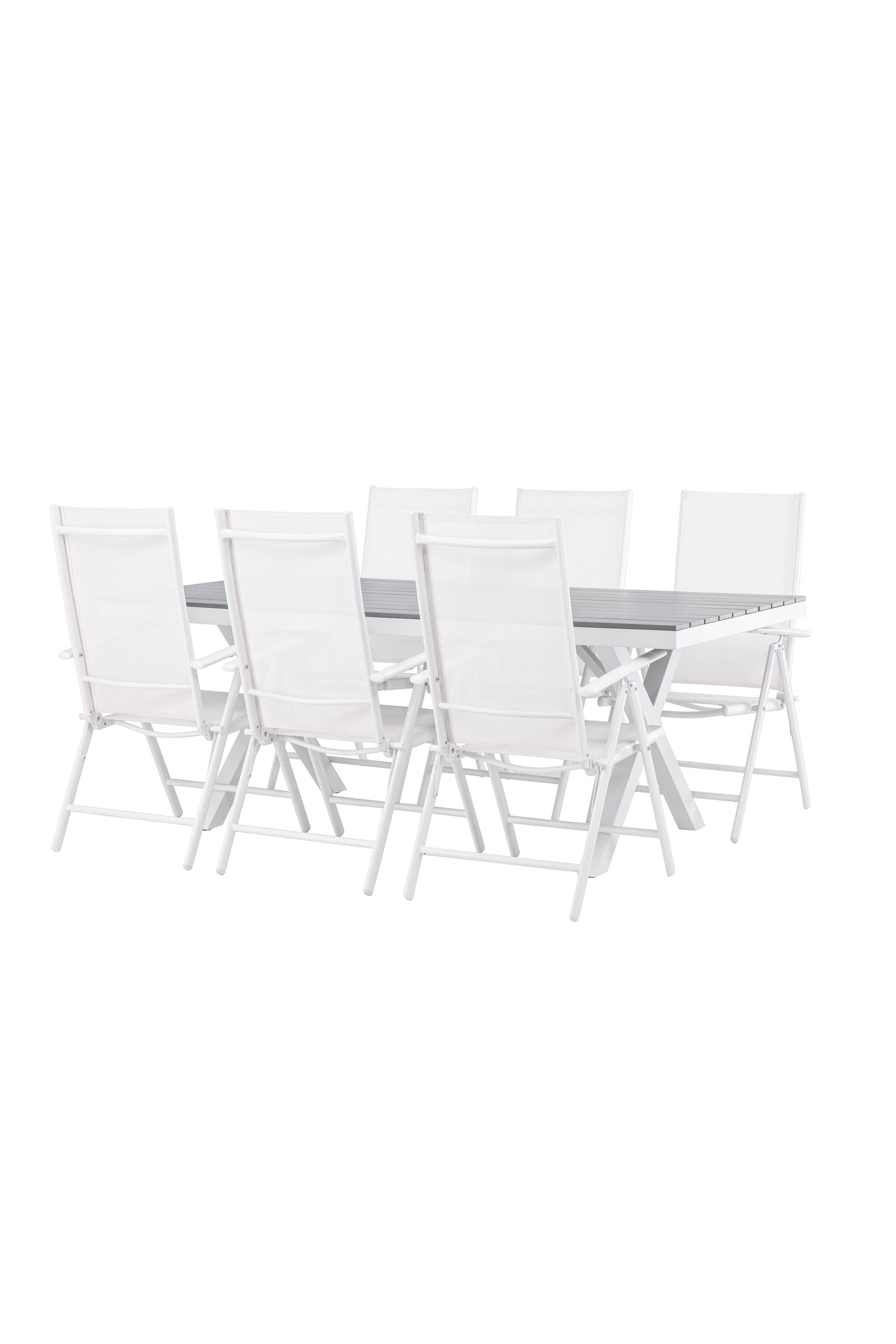 Garcia Outdoor-Tischset + Break 200cm/6St. in Weiss präsentiert im Onlineshop von KAQTU Design AG. Gartentischset ist von Venture Home