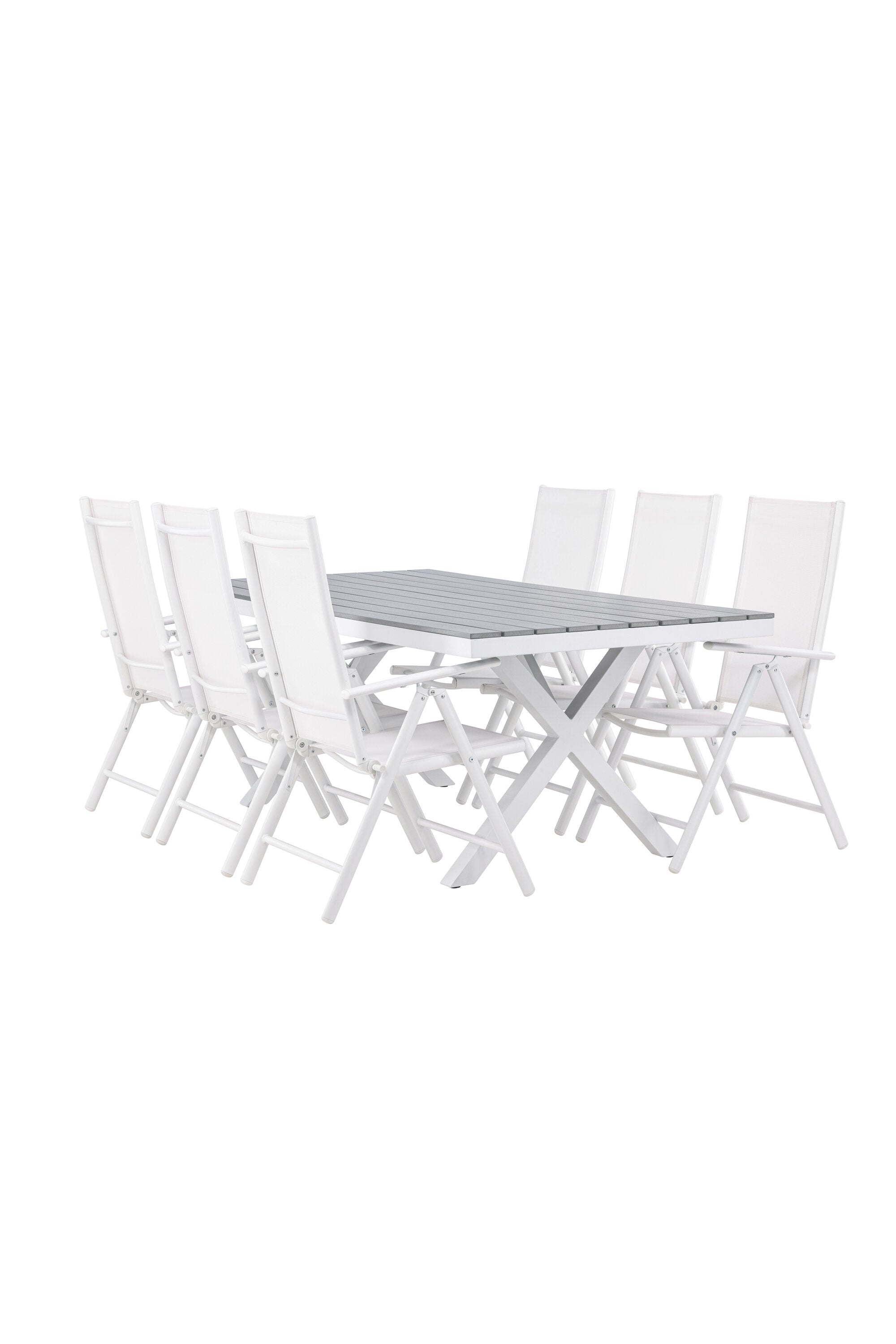Garcia Outdoor-Tischset + Break 200cm/6St. in Weiss präsentiert im Onlineshop von KAQTU Design AG. Gartentischset ist von Venture Home