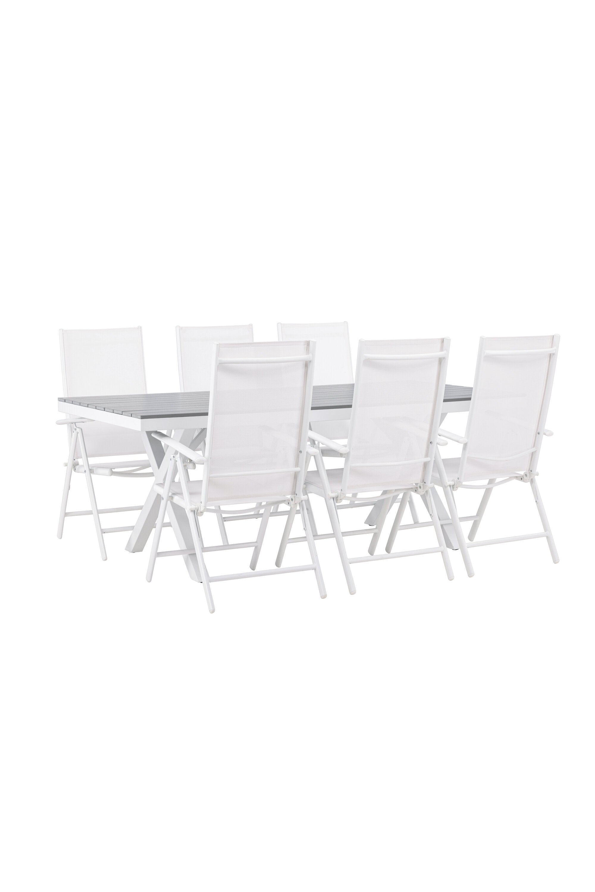 Garcia Outdoor-Tischset + Break 200cm/6St. in Weiss präsentiert im Onlineshop von KAQTU Design AG. Gartentischset ist von Venture Home