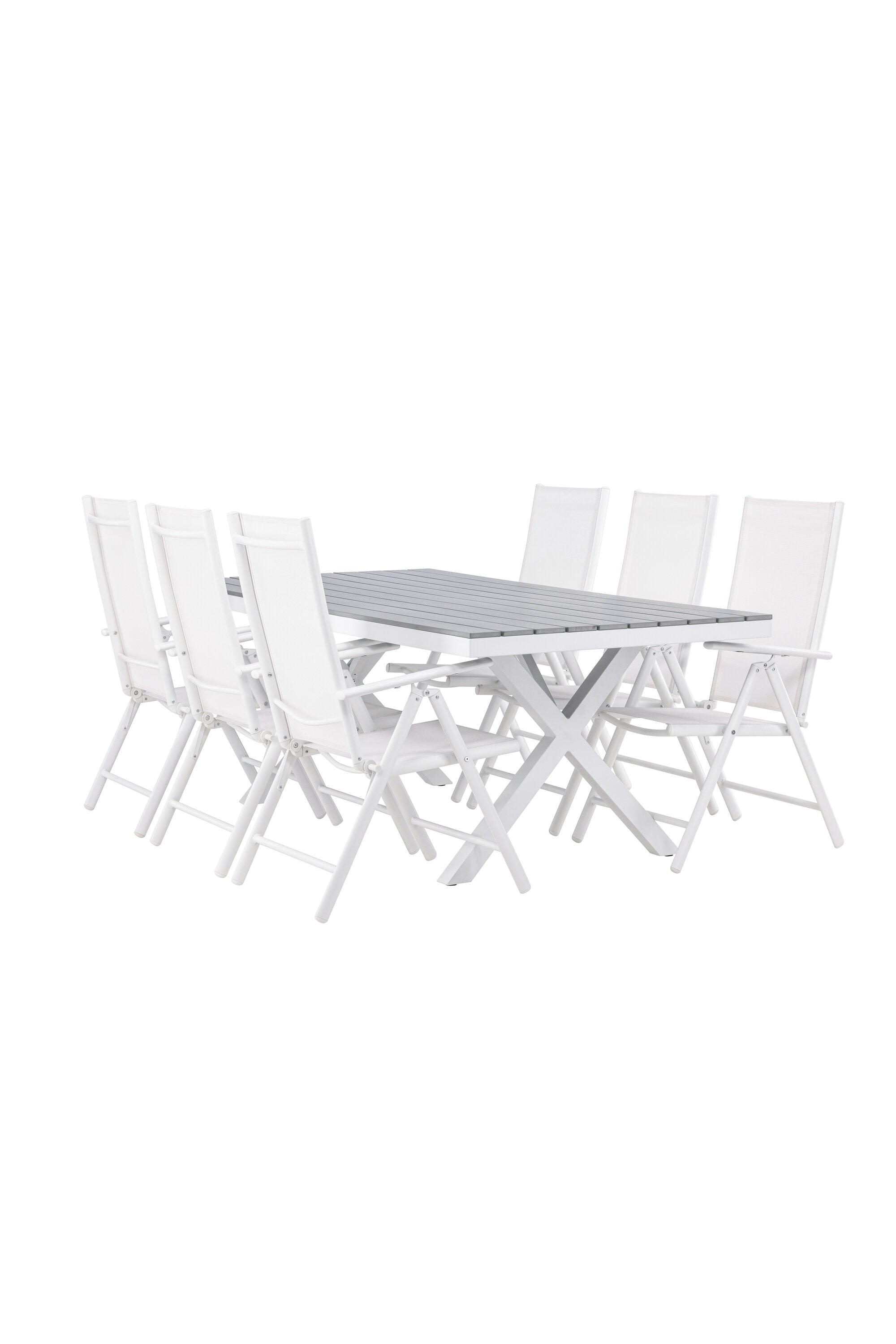Garcia Outdoor-Tischset + Break 200cm/6St. in Weiss präsentiert im Onlineshop von KAQTU Design AG. Gartentischset ist von Venture Home