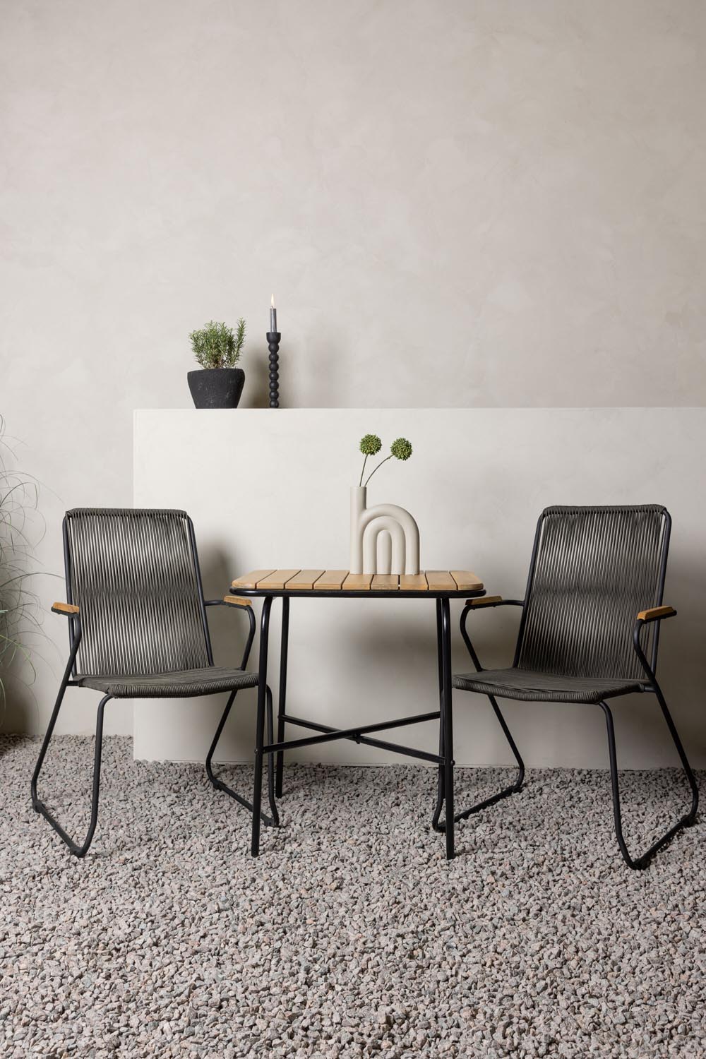 Holmbeck Outdoor-Tischset Bois 70cm/2St. in Schwarz, Dunkelgrau präsentiert im Onlineshop von KAQTU Design AG. Gartentischset ist von Venture Home