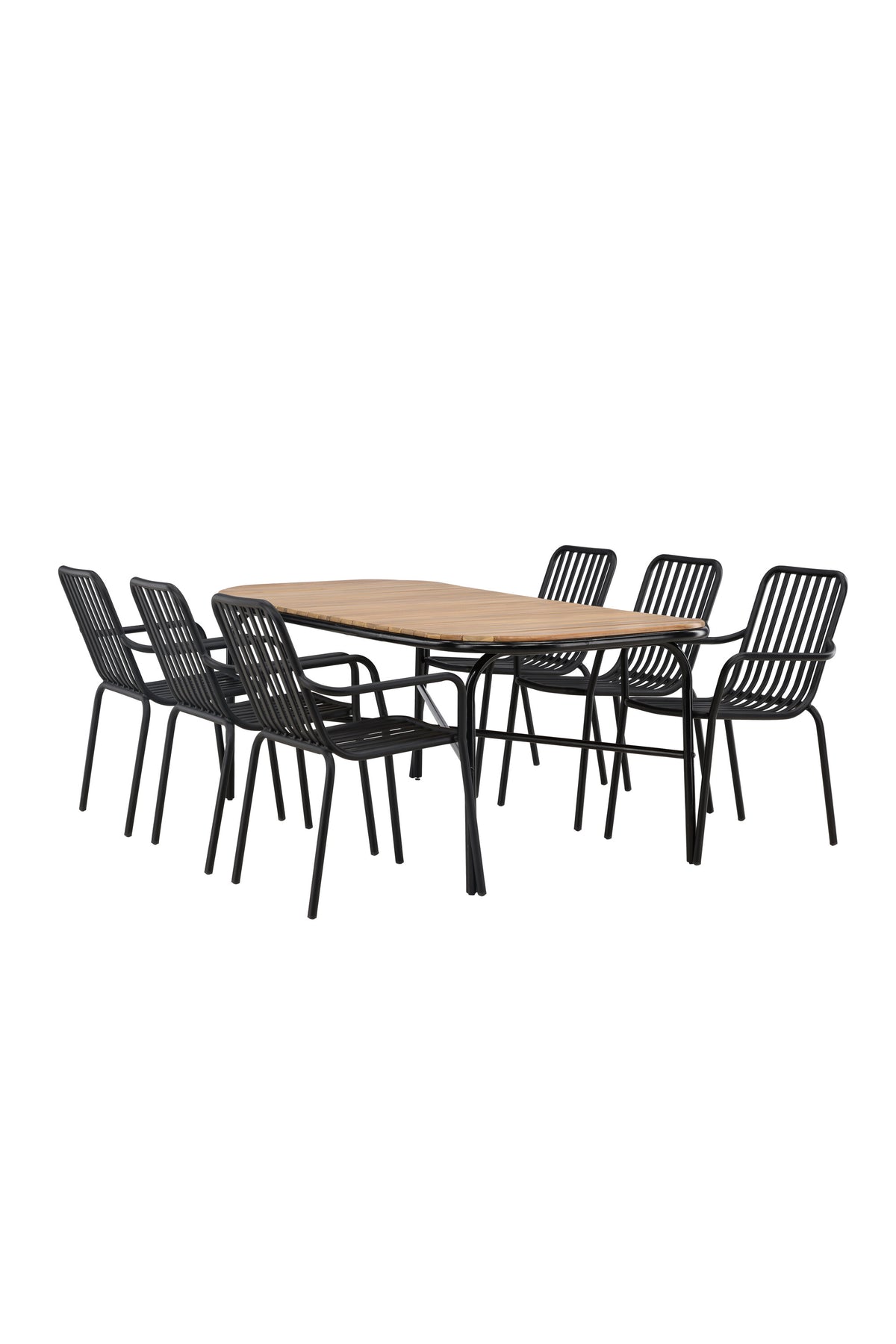 Holmbeck Outdoor-Tischset Peking 200cm/6St. in Schwarz präsentiert im Onlineshop von KAQTU Design AG. Gartentischset ist von Venture Home
