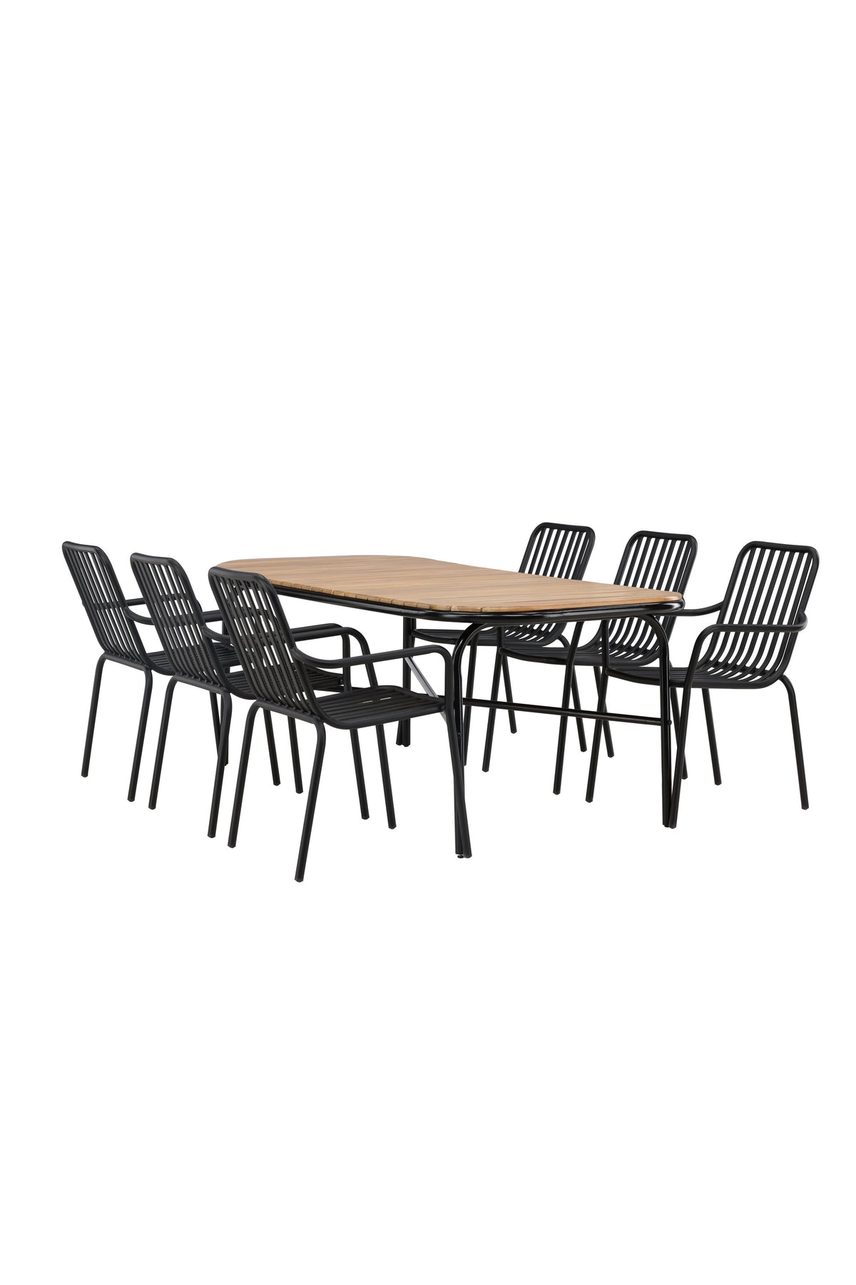 Holmbeck Outdoor-Tischset Peking 200cm/6St. in Schwarz präsentiert im Onlineshop von KAQTU Design AG. Gartentischset ist von Venture Home