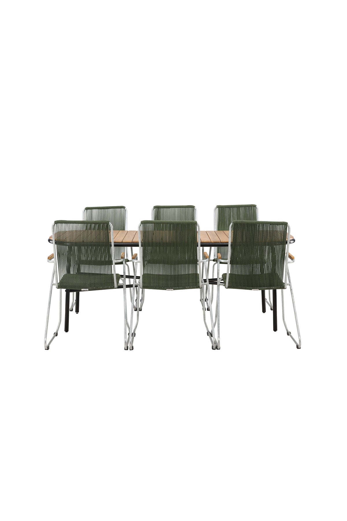Holmbeck Outdoor-Tischset Bois 200cm/6St. in Grün, Silber präsentiert im Onlineshop von KAQTU Design AG. Gartentischset ist von Venture Home