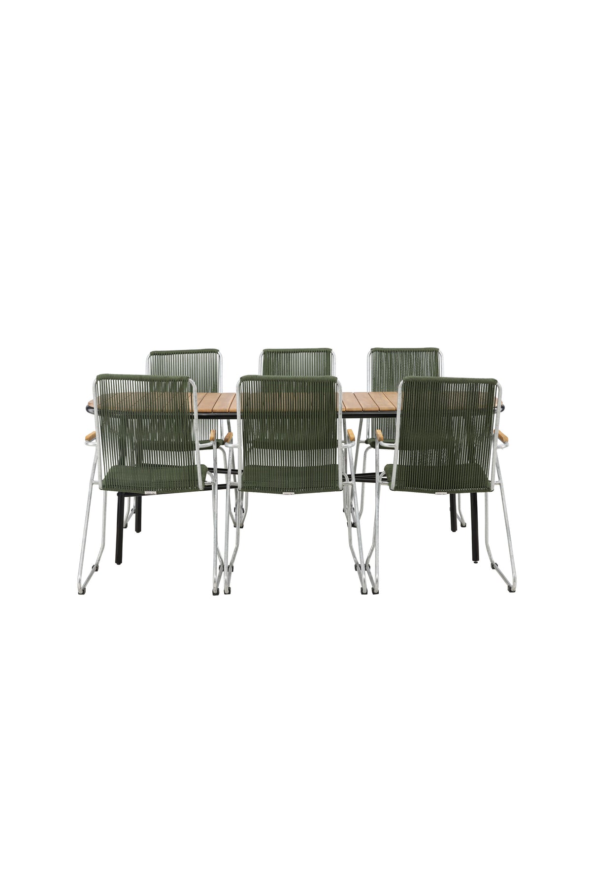 Holmbeck Outdoor-Tischset Bois 200cm/6St. in Grün, Silber präsentiert im Onlineshop von KAQTU Design AG. Gartentischset ist von Venture Home