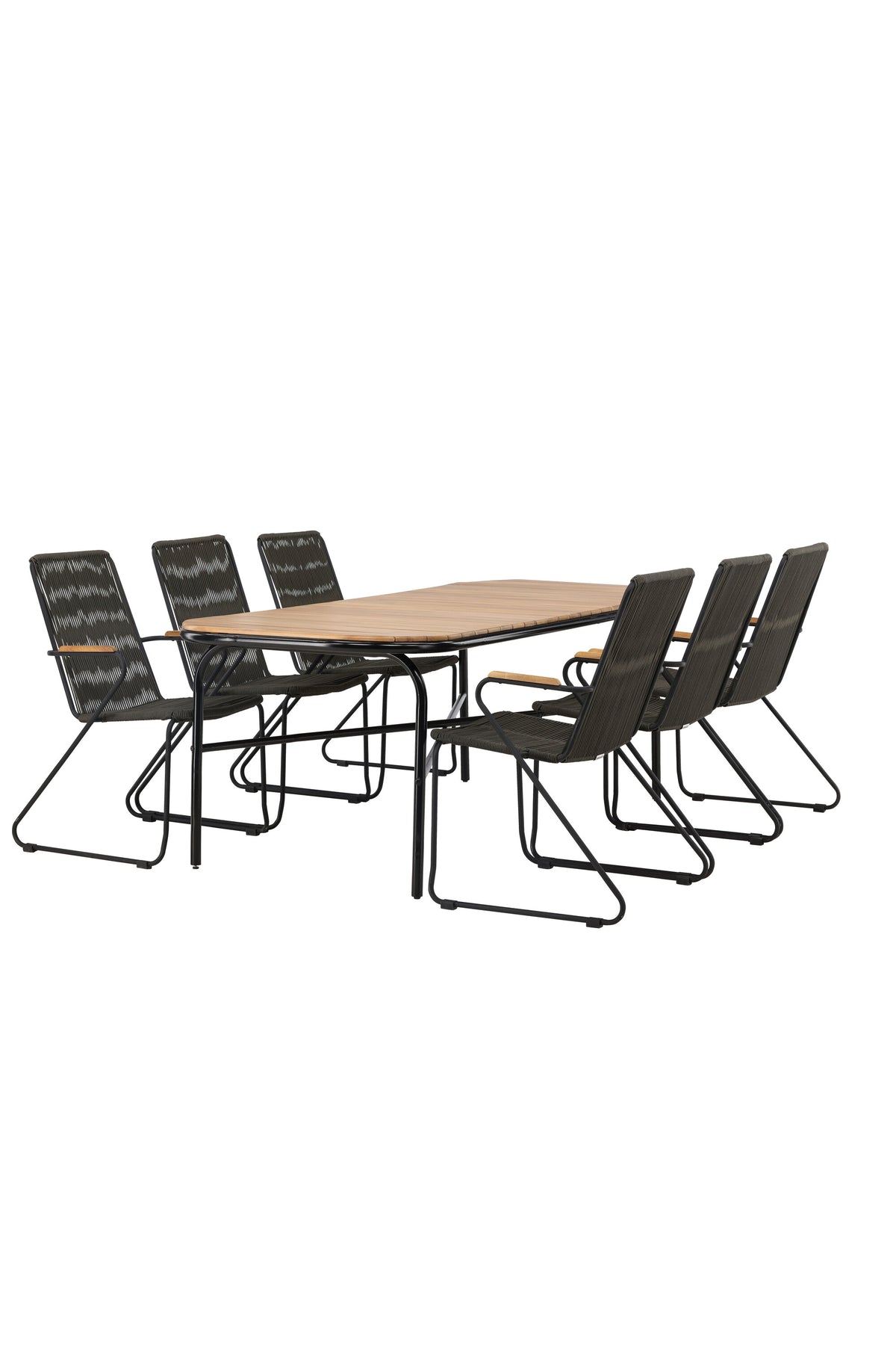 Holmbeck Outdoor-Tischset Bois 200cm/6St. in Schwarz, Dunkelgrau präsentiert im Onlineshop von KAQTU Design AG. Gartentischset ist von Venture Home