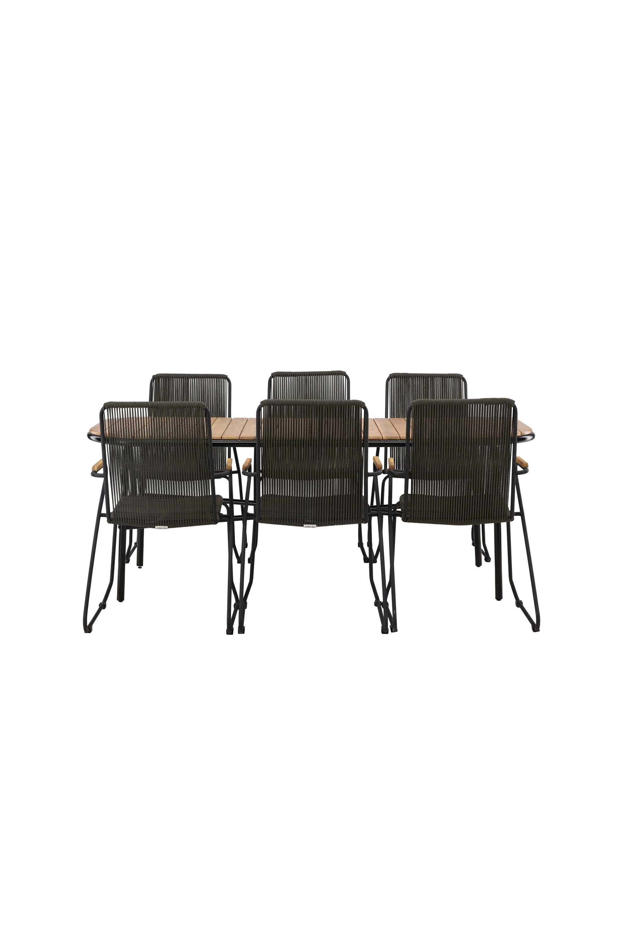 Holmbeck Outdoor-Tischset Bois 200cm/6St. in Schwarz, Dunkelgrau präsentiert im Onlineshop von KAQTU Design AG. Gartentischset ist von Venture Home