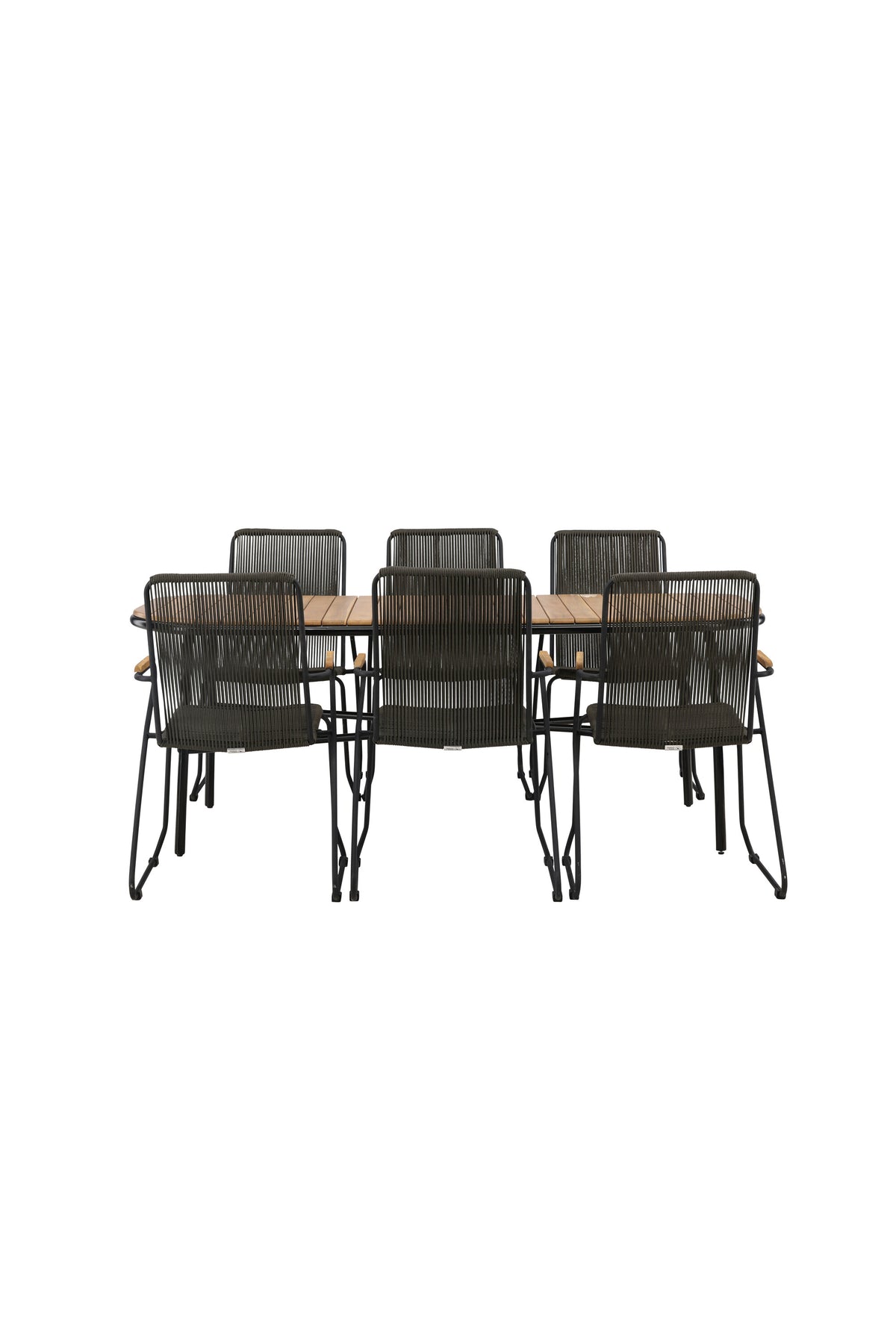 Holmbeck Outdoor-Tischset Bois 200cm/6St. in Schwarz, Dunkelgrau präsentiert im Onlineshop von KAQTU Design AG. Gartentischset ist von Venture Home