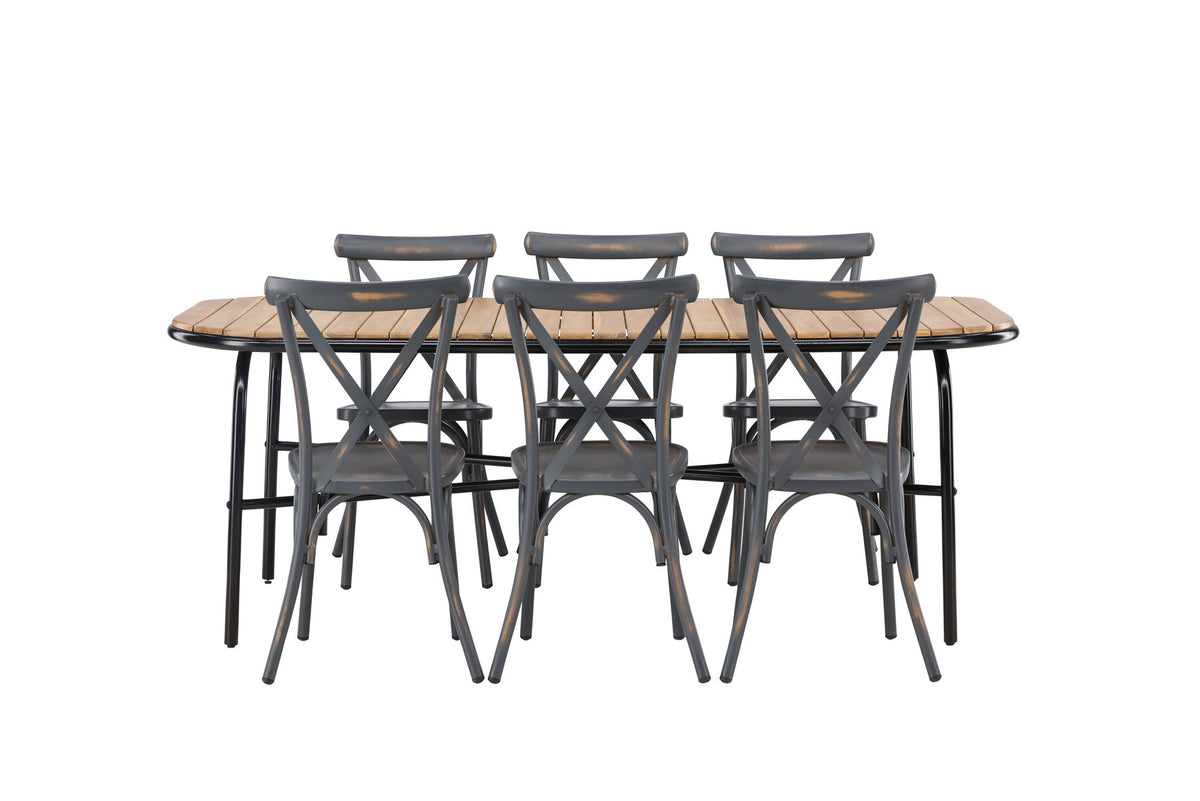 Holmbeck Outdoor-Tischset Peking 200cm/6St. in Dunkelgrau präsentiert im Onlineshop von KAQTU Design AG. Gartentischset ist von Venture Home