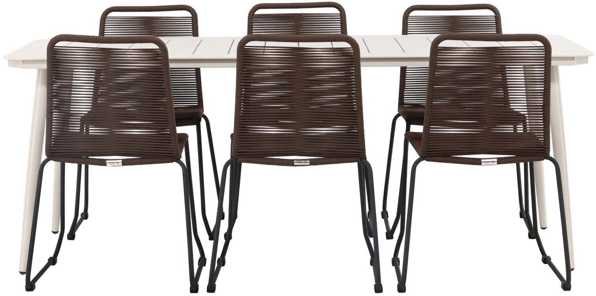 Lina Outdoor-Tischset + Lindos 200cm/6St. in Schwarz Braun präsentiert im Onlineshop von KAQTU Design AG. Gartentischset ist von Venture Home