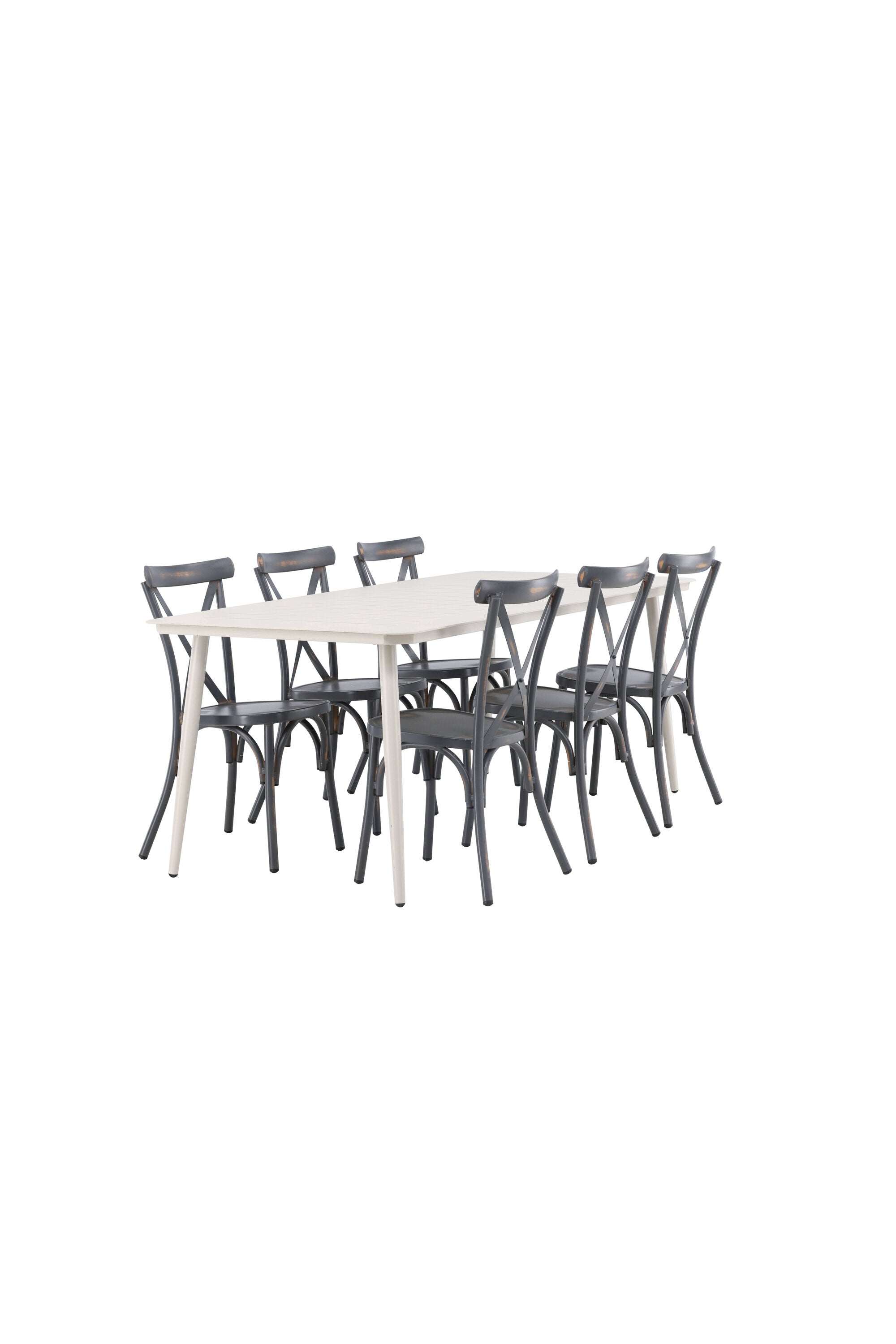 Lina Outdoor-Tischset + Peking 200cm/6St. in Dunkelgrau präsentiert im Onlineshop von KAQTU Design AG. Gartentischset ist von Venture Home