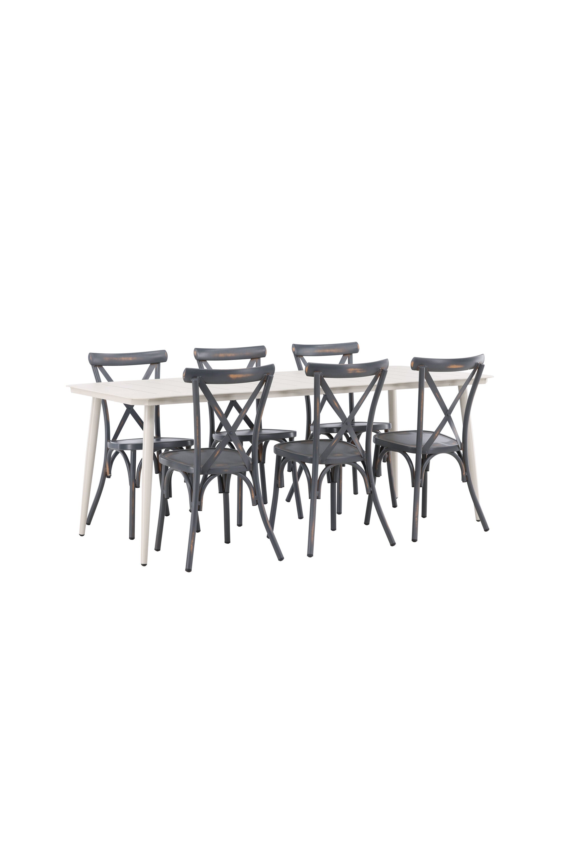 Lina Outdoor-Tischset + Peking 200cm/6St. in Dunkelgrau präsentiert im Onlineshop von KAQTU Design AG. Gartentischset ist von Venture Home